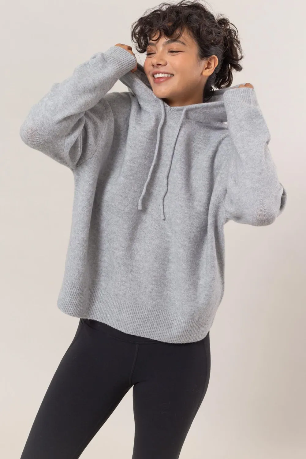 Drawstring Long Sleeve Hooded Sweater