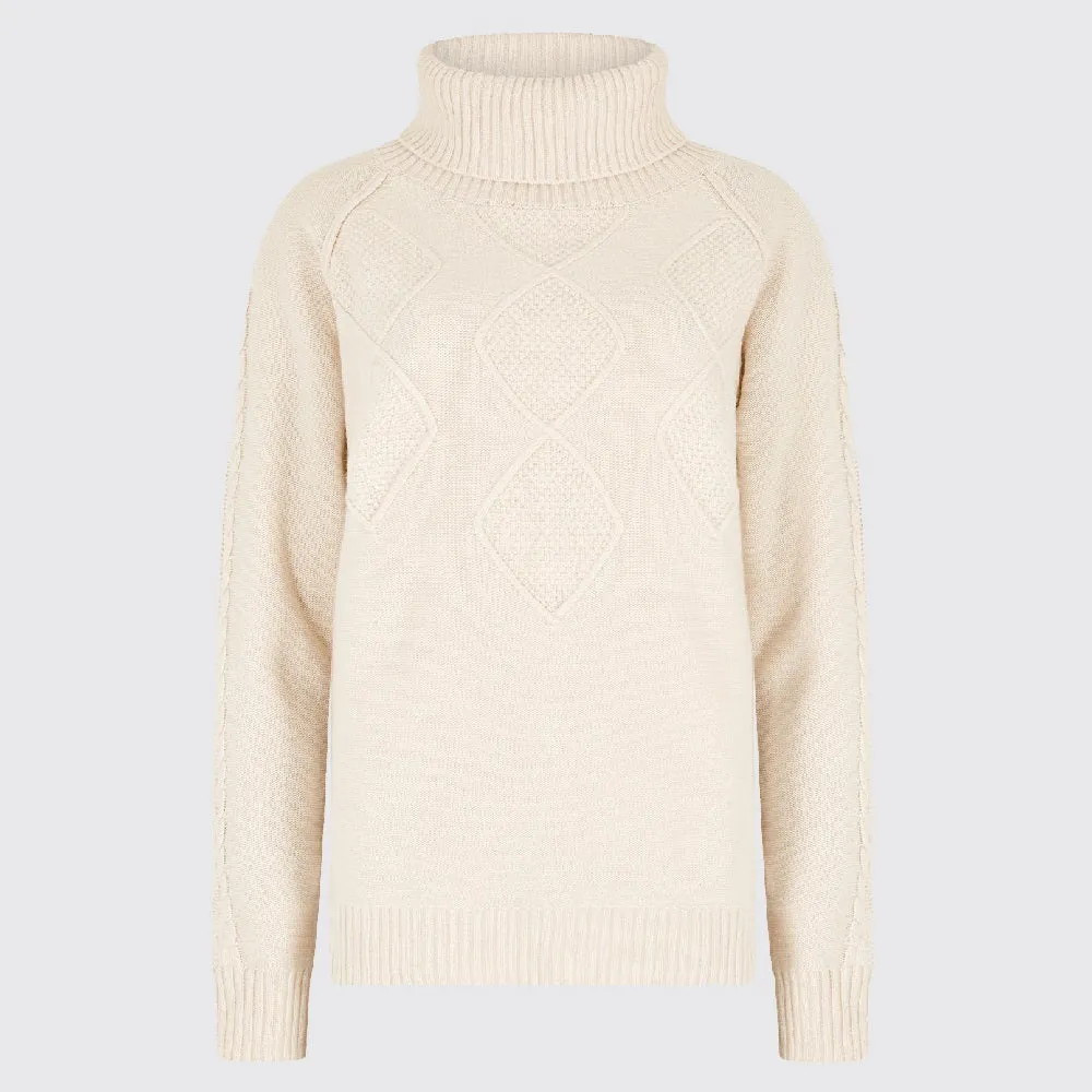 Dubarry Belleek Chunky Roll Neck Sweater - Chalk