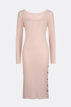 Eden Soft Merino Wool Long Sleeve Dress Pink