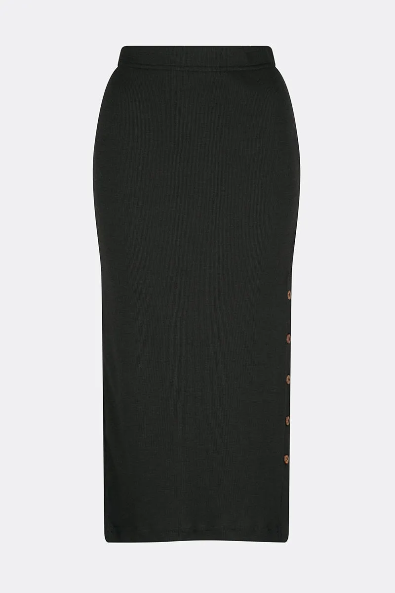 Eden Soft Merino Wool Midi Skirt Loden