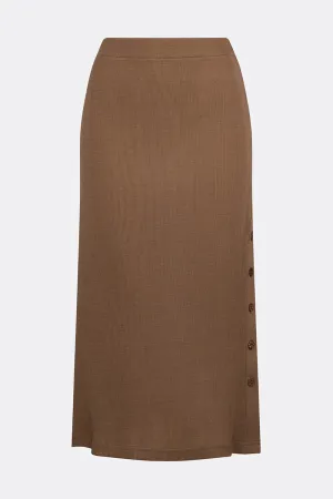 Eden Soft Merino Wool Midi Skirt Toffee