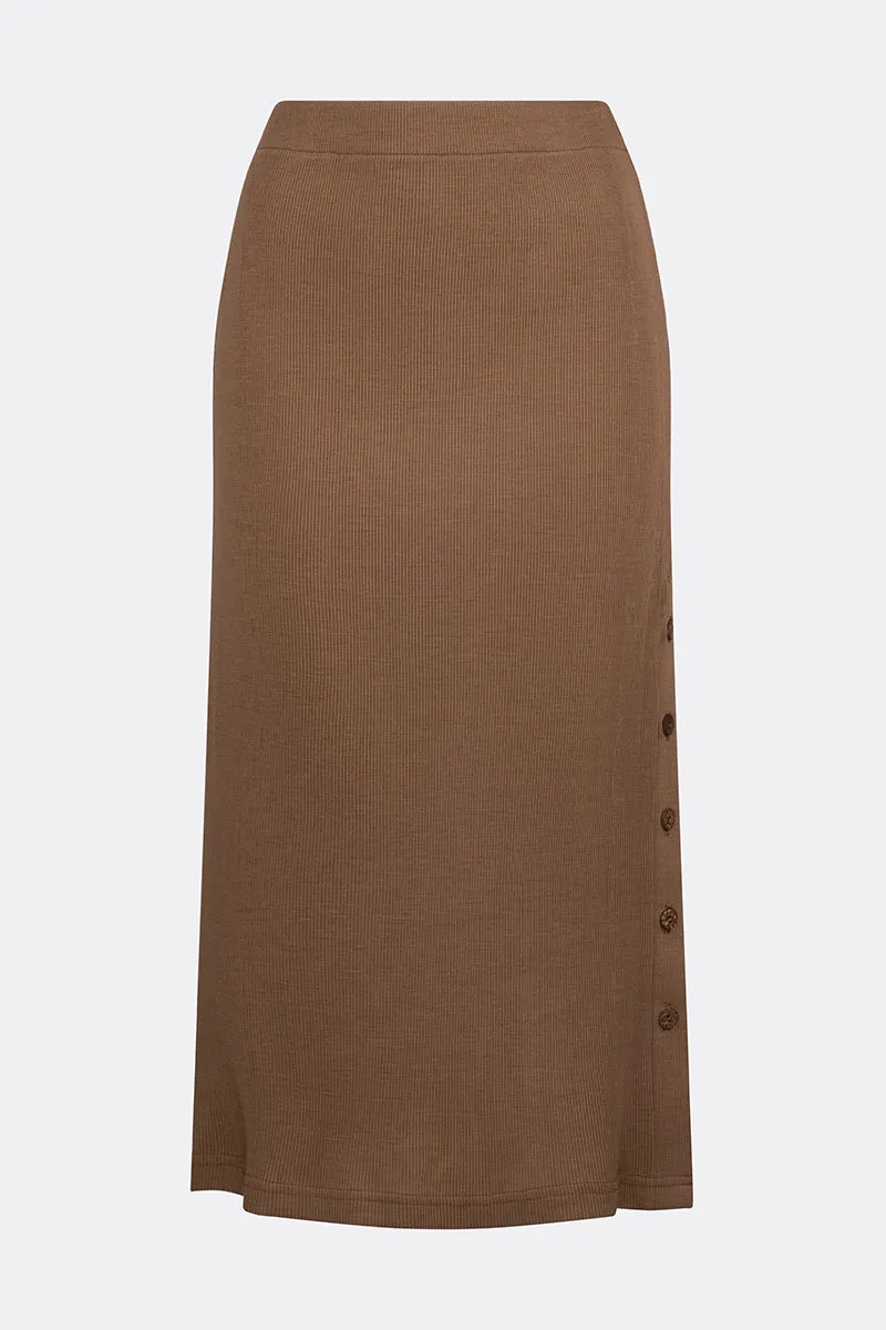 Eden Soft Merino Wool Midi Skirt Toffee