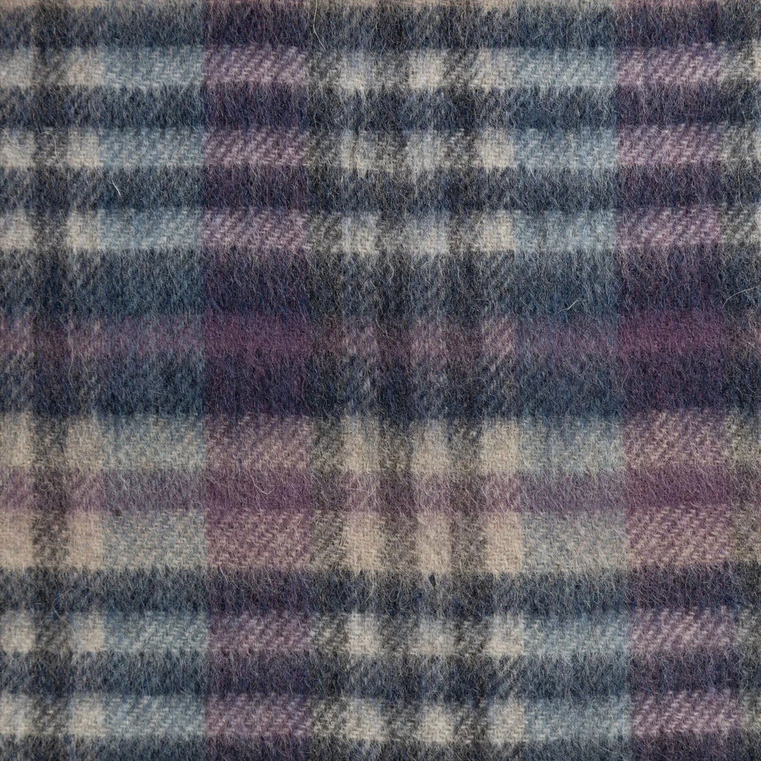 Edinburgh 100% Lambswool Scarf  Cluster Gingham Linen/Denim