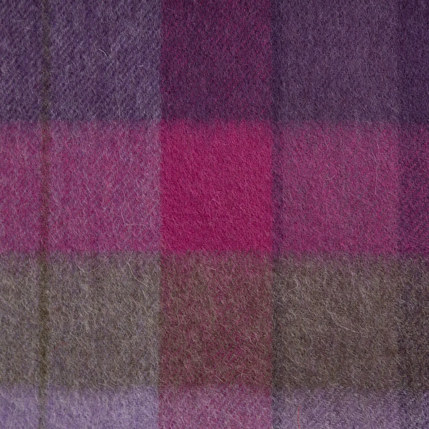 Edinburgh 100% Lambswool Scarf  Mixed Check - Heather/Pink