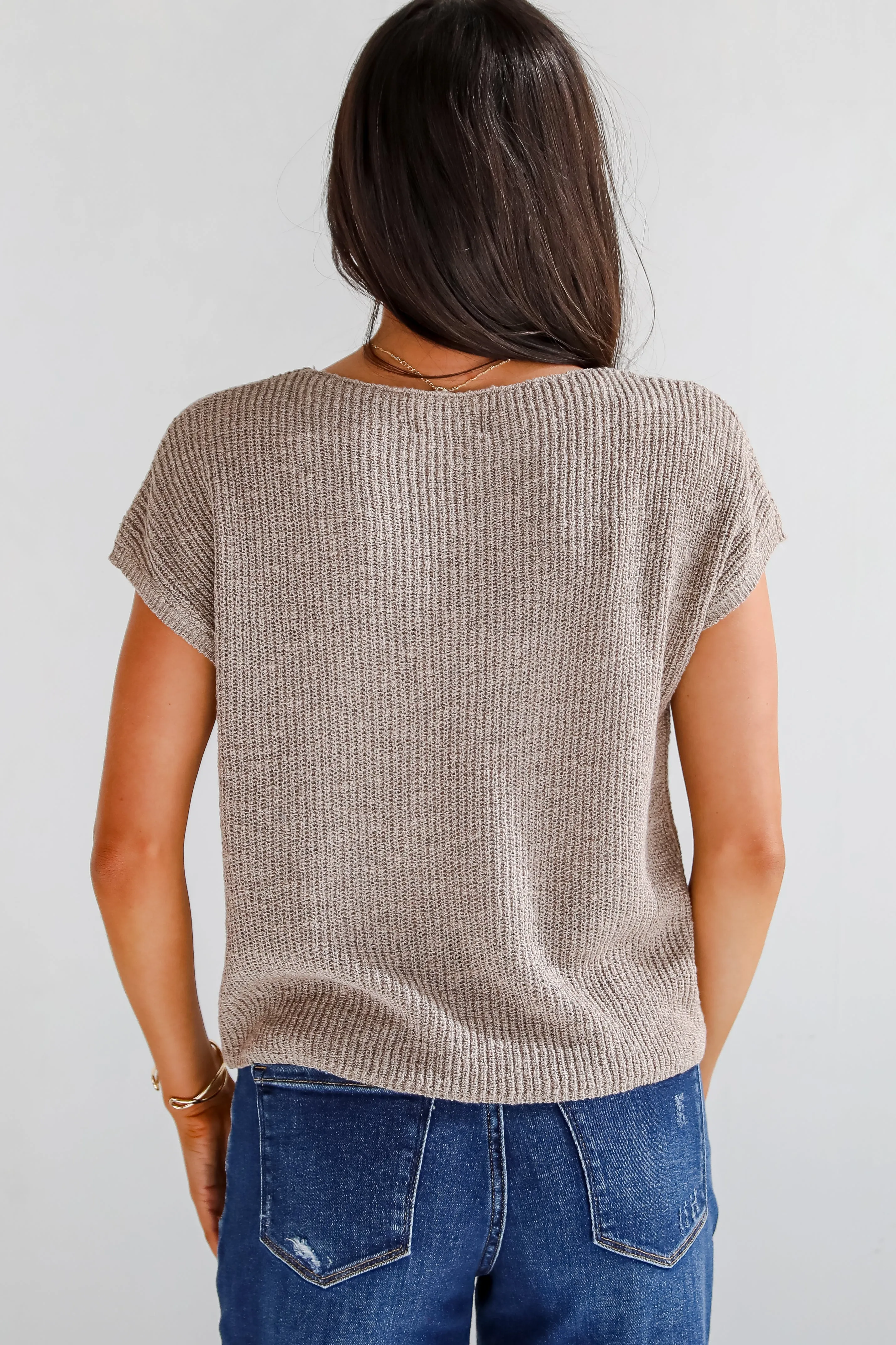 Elevated Persona Taupe Lightweight Knit Sweater Top