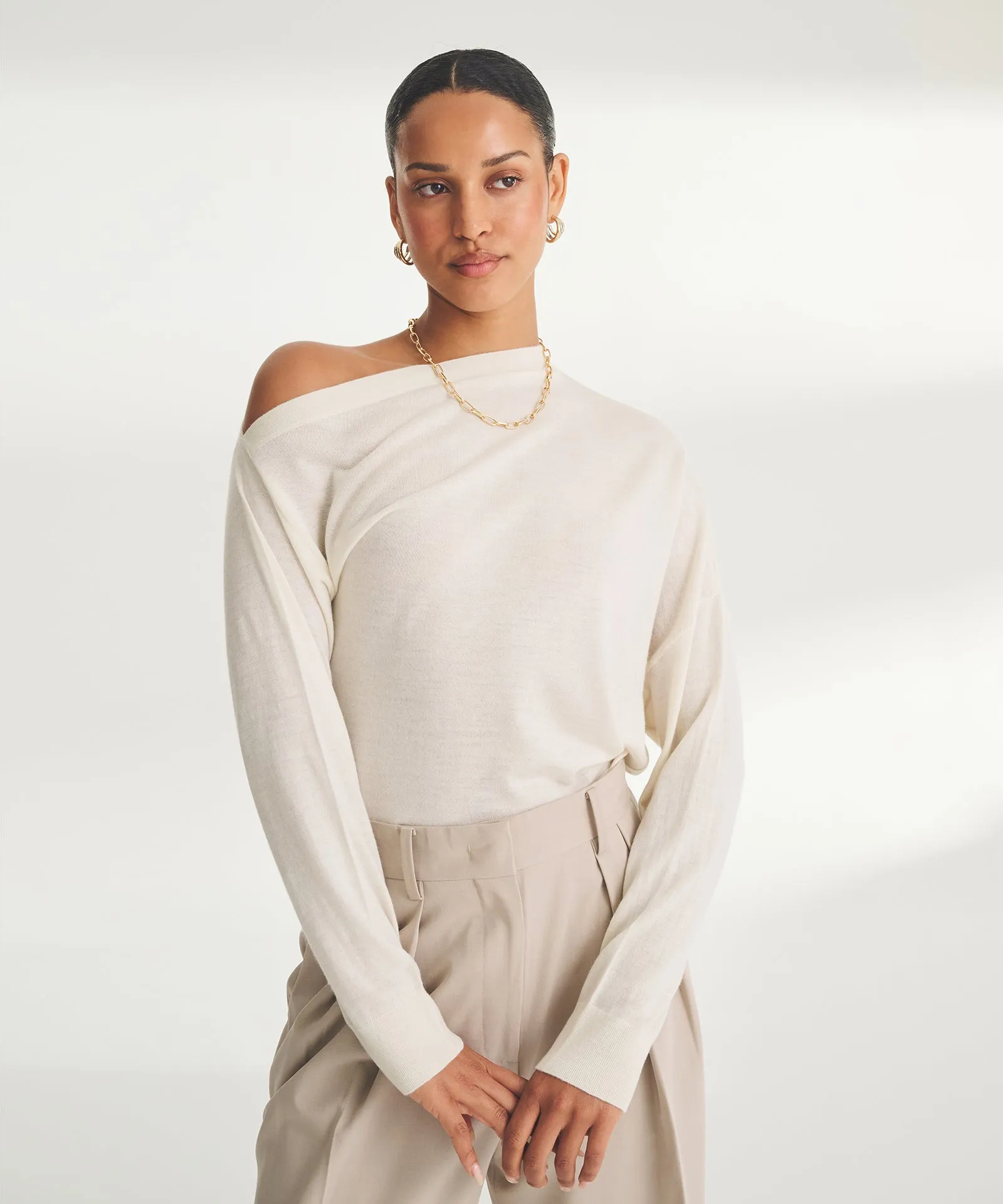 Fancy Cashmere Asymmetrical Top