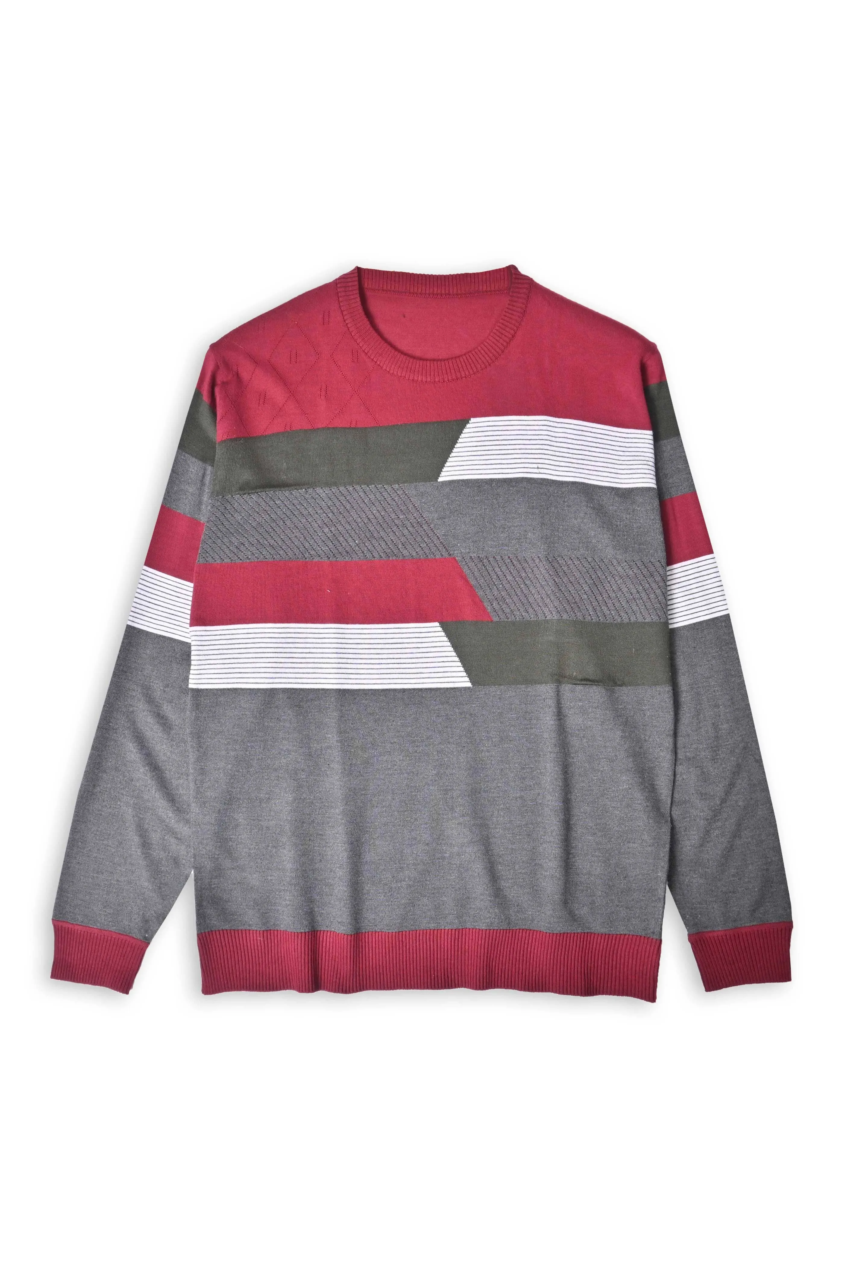 Fashion Men's Contrast Panels Design Sweater