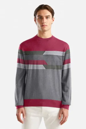 Fashion Men's Contrast Panels Design Sweater