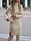 Fashionable High Neck Long Sleeve Jumper Sweater Knit Midi Dress