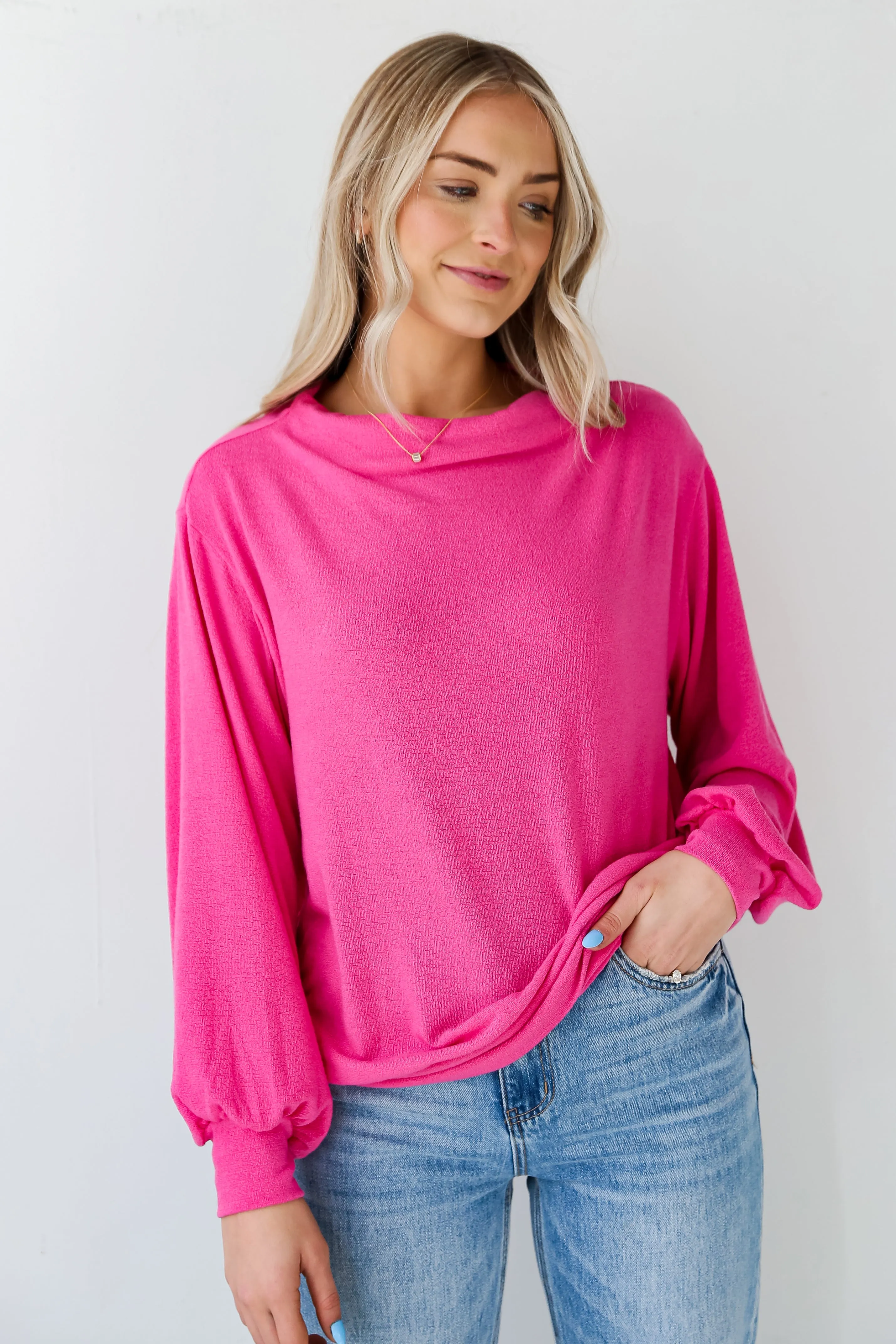 FINAL SALE - Lola Hot Pink Lightweight Knit Top - DU DEAL