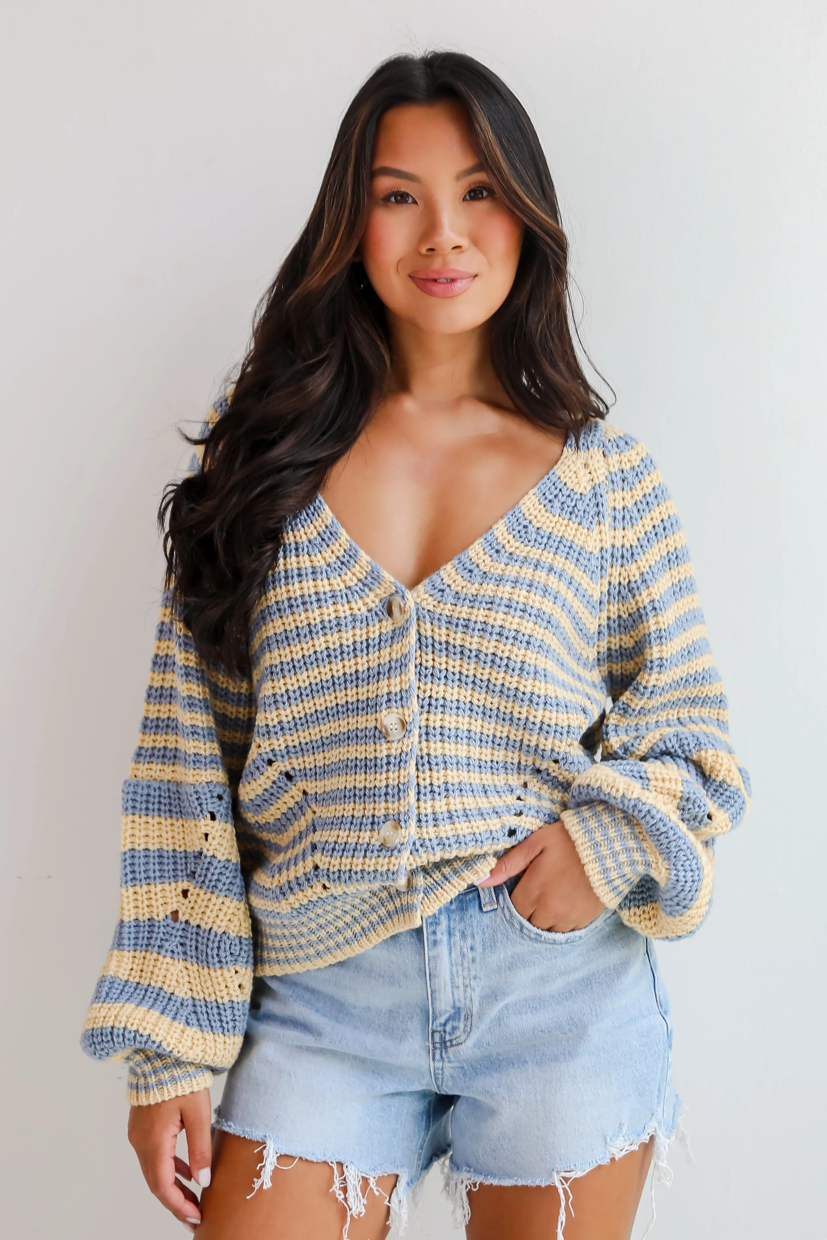 FINAL SALE - Snuggly Weather Striped Sweater Cardigan