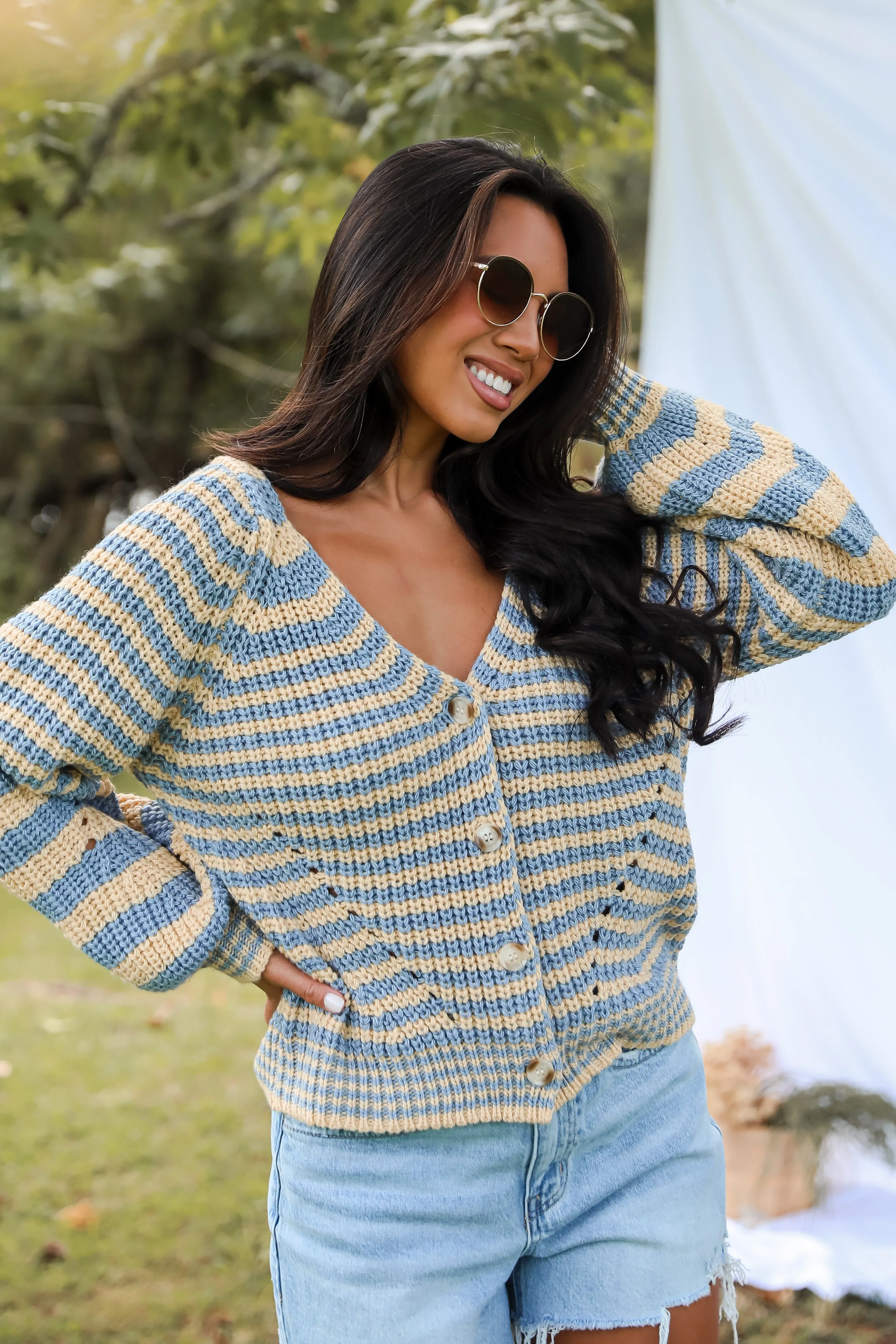 FINAL SALE - Snuggly Weather Striped Sweater Cardigan