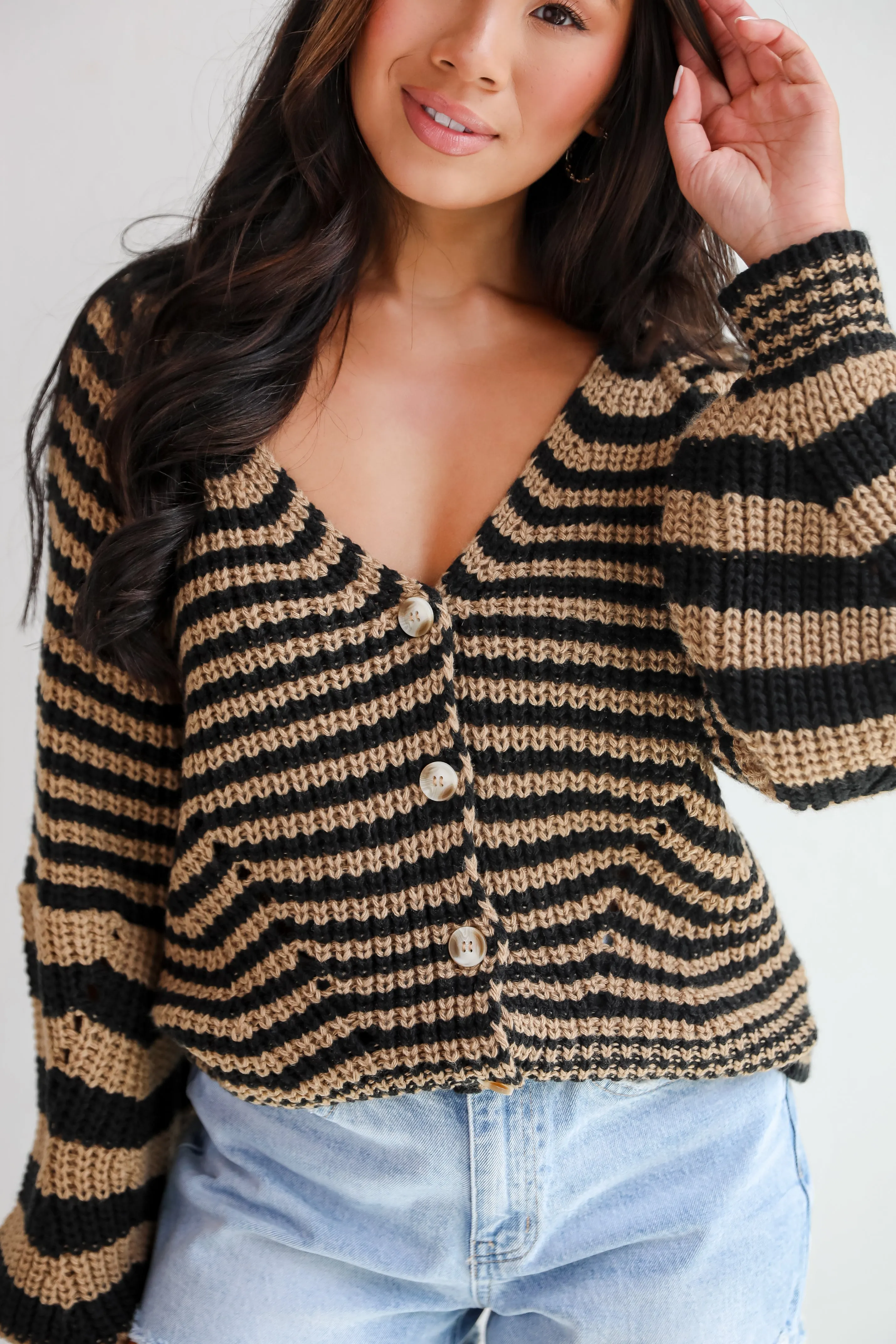 FINAL SALE - Snuggly Weather Striped Sweater Cardigan