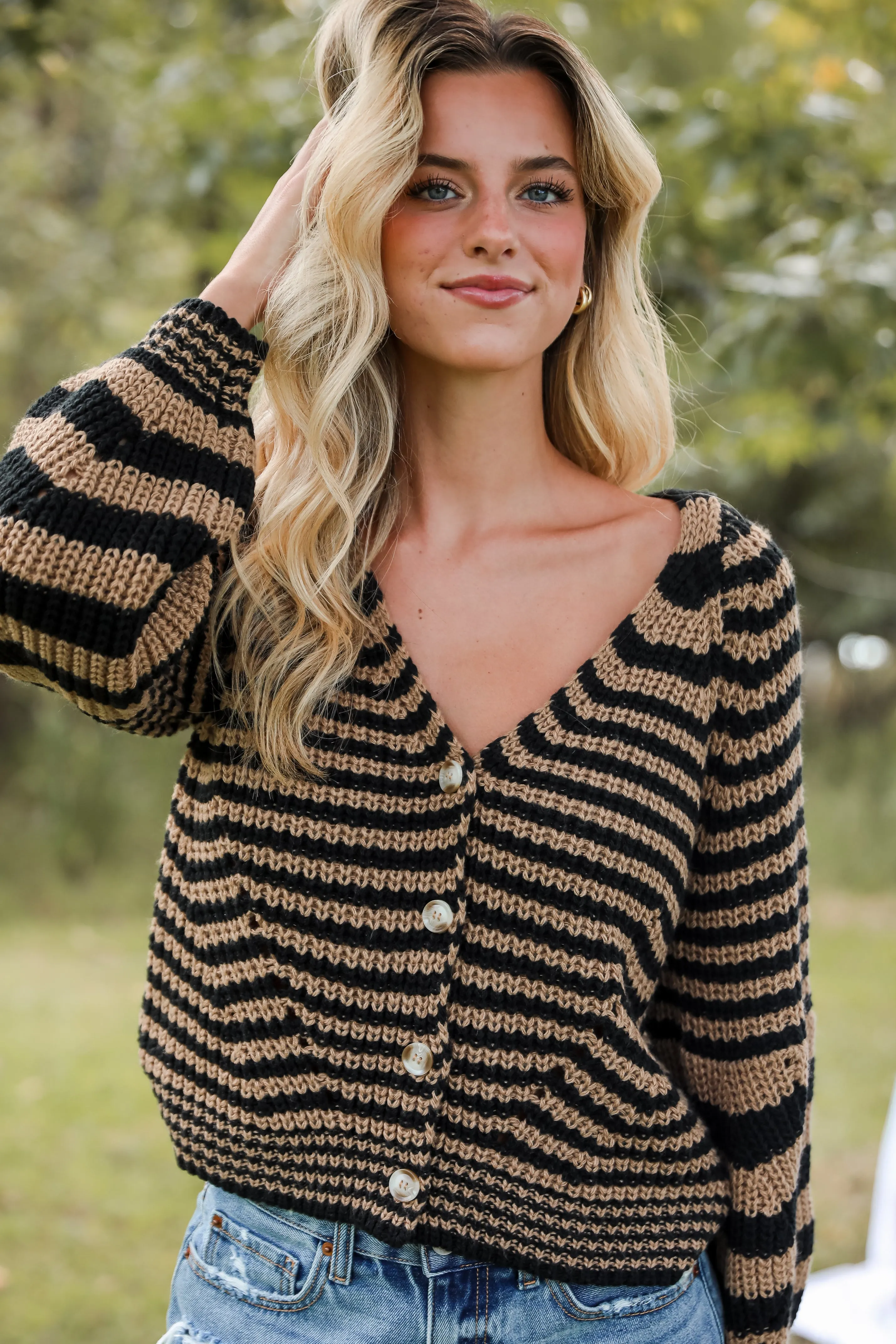 FINAL SALE - Snuggly Weather Striped Sweater Cardigan