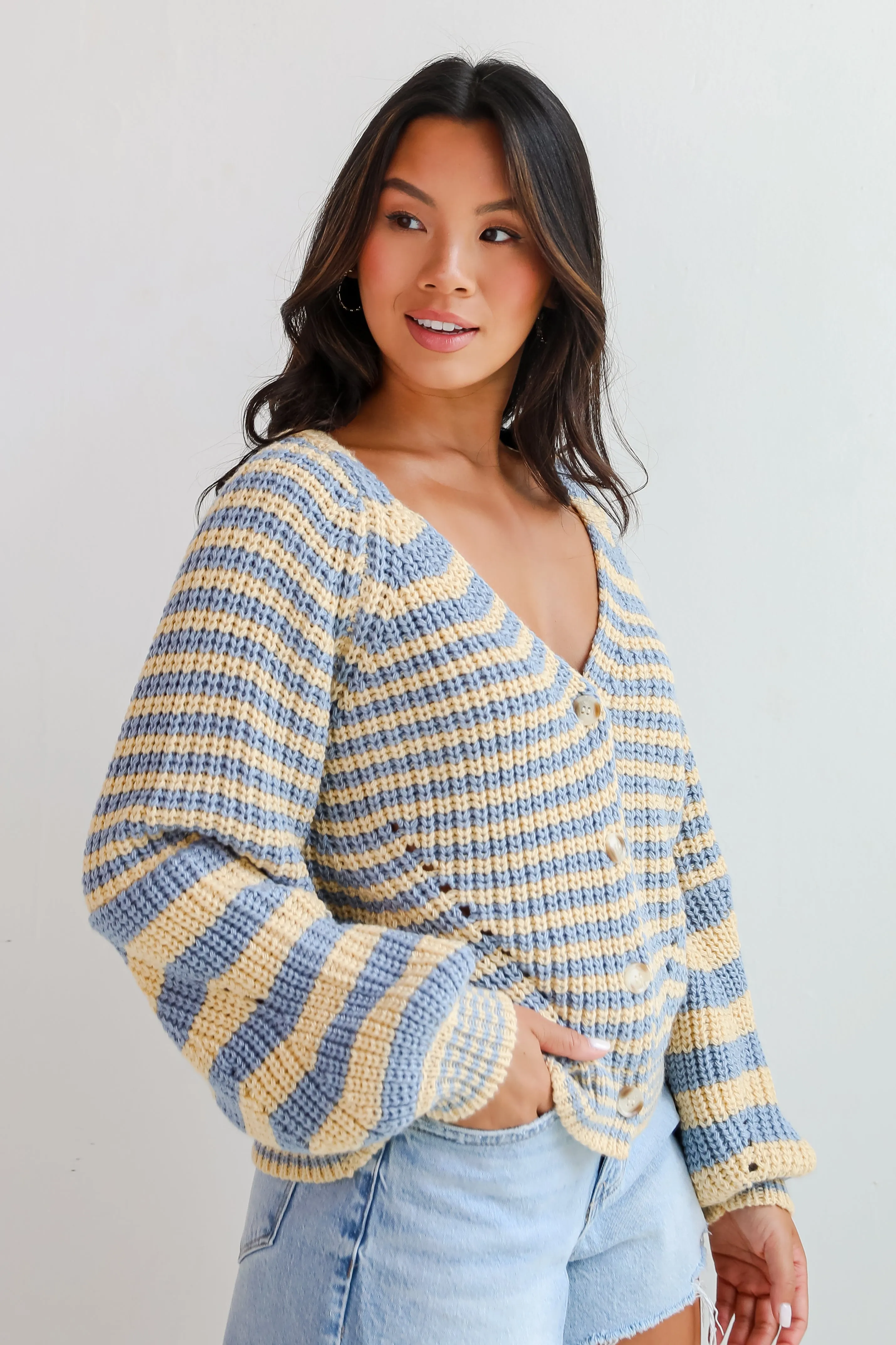 FINAL SALE - Snuggly Weather Striped Sweater Cardigan