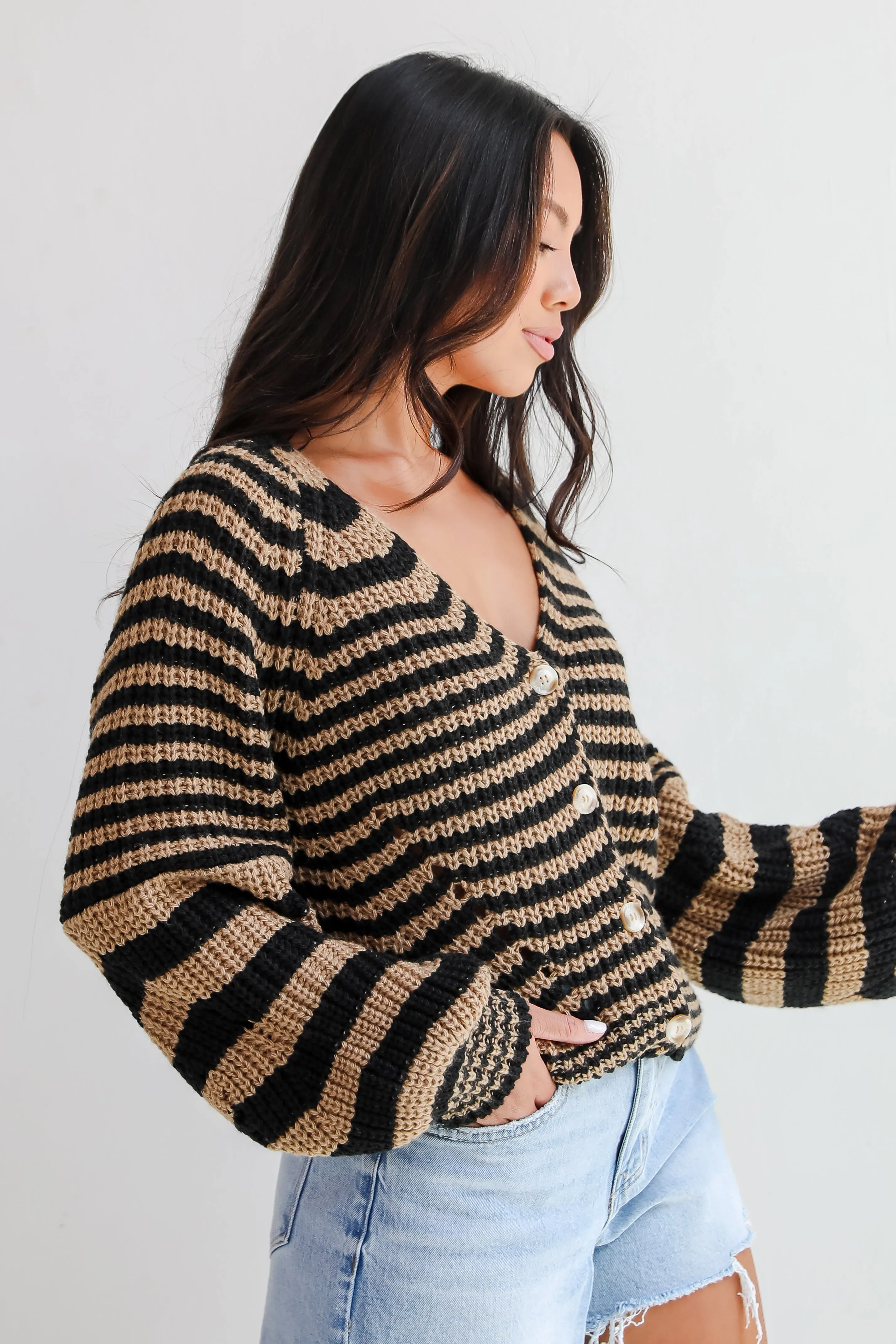 FINAL SALE - Snuggly Weather Striped Sweater Cardigan