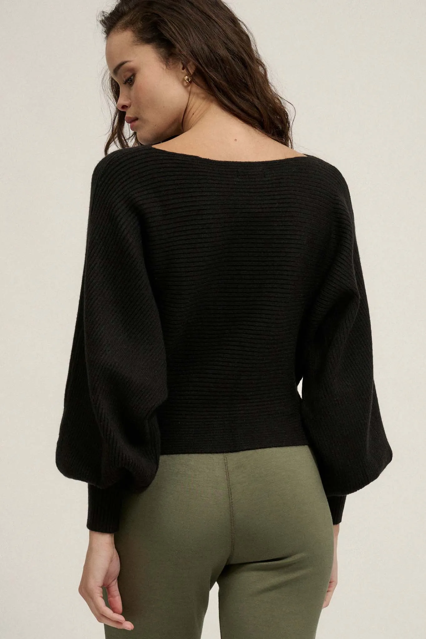 Fine Lines Cropped Rib-Knit Boatneck Sweater