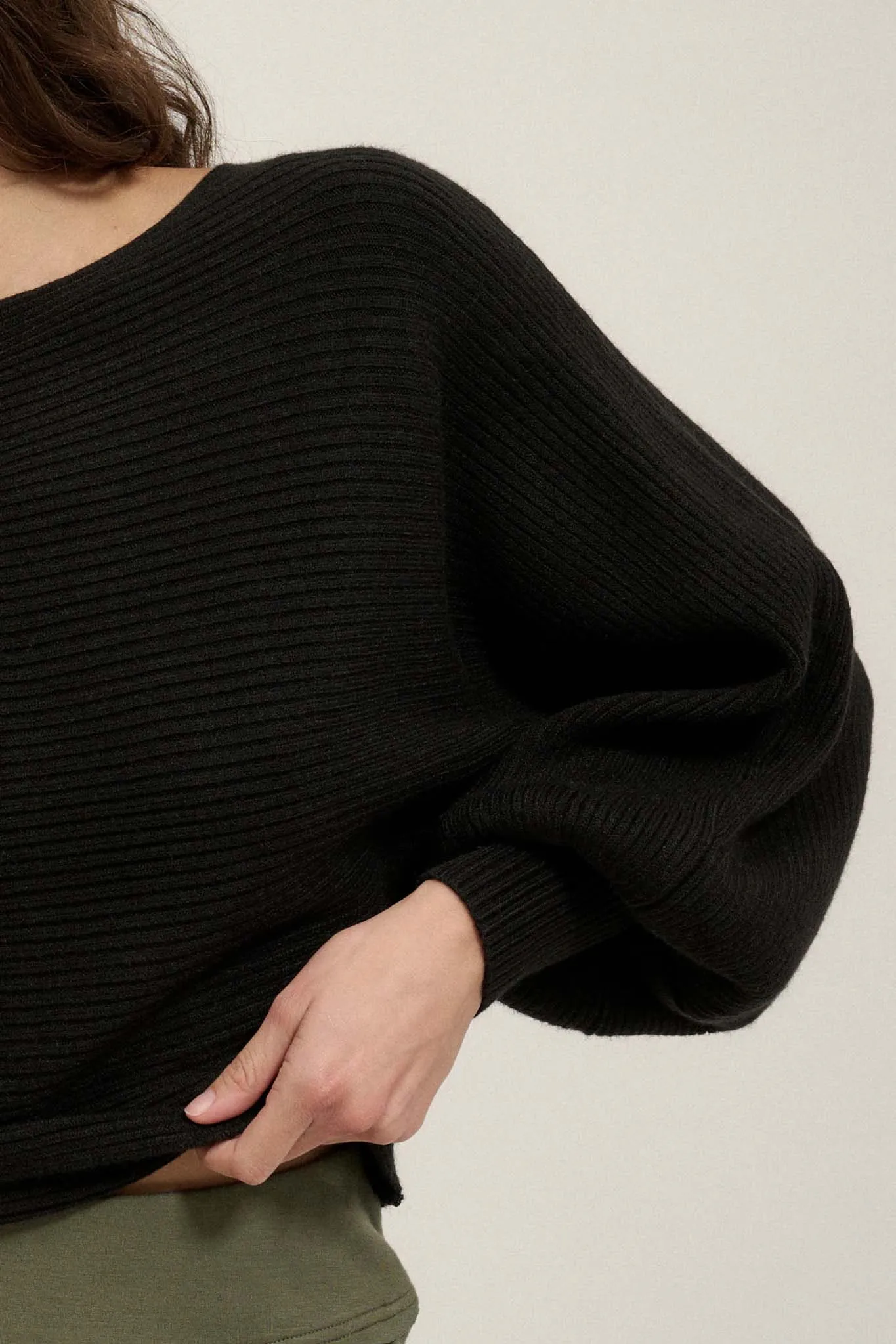 Fine Lines Cropped Rib-Knit Boatneck Sweater