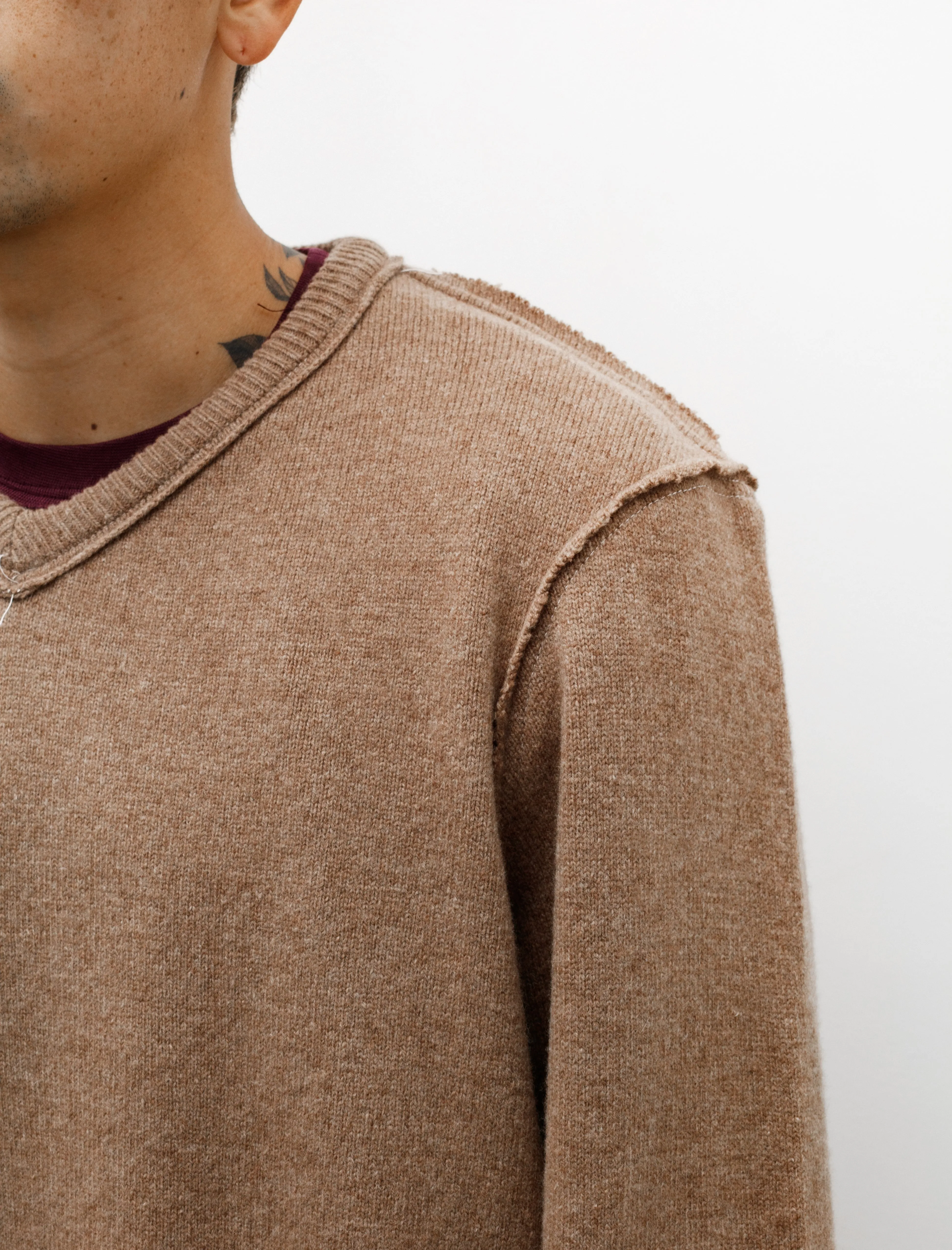 Frankenstein V-Neck Lambswool Melange Beige