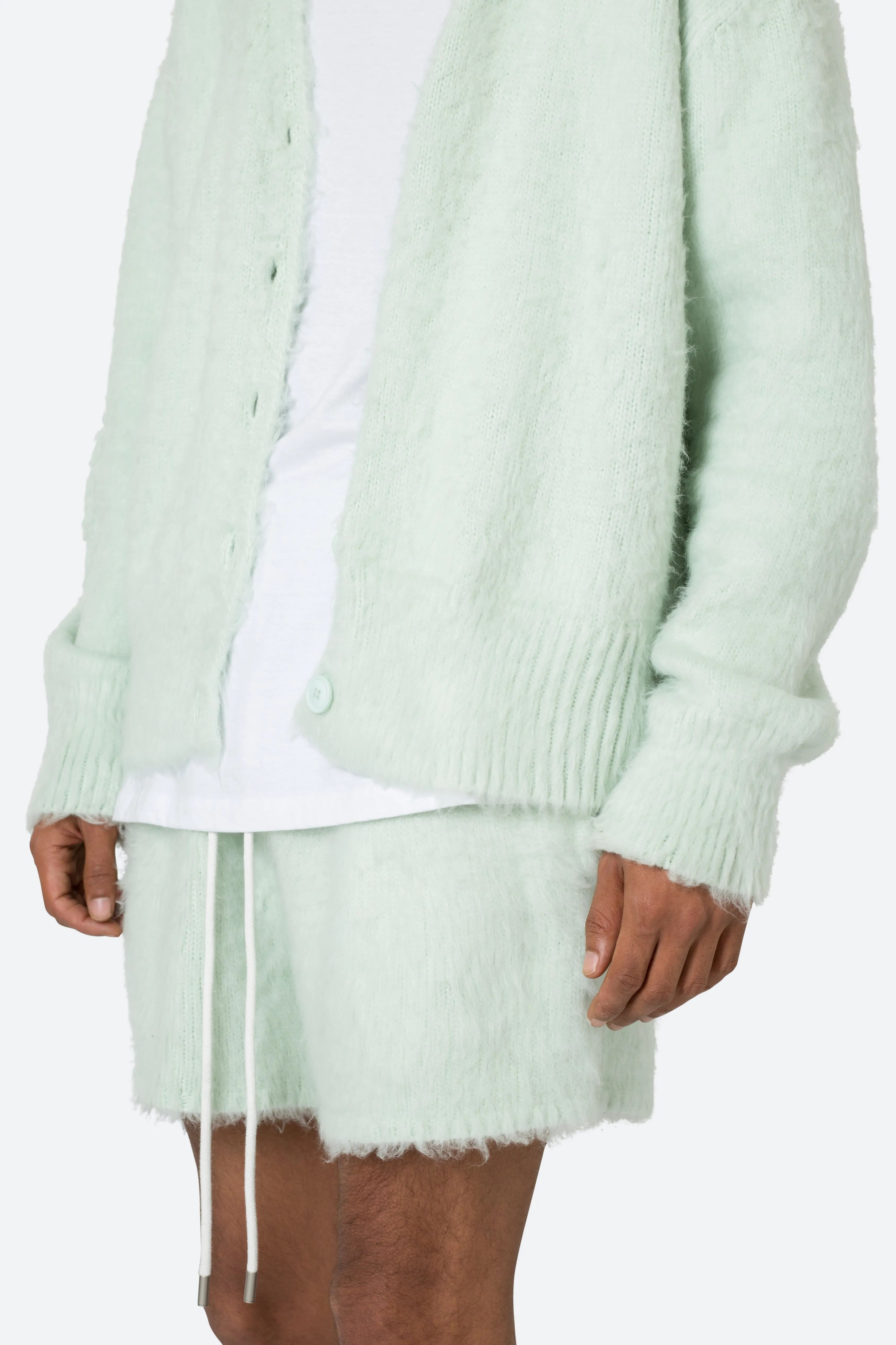 Fuzzy Cardigan Sweater - Mint