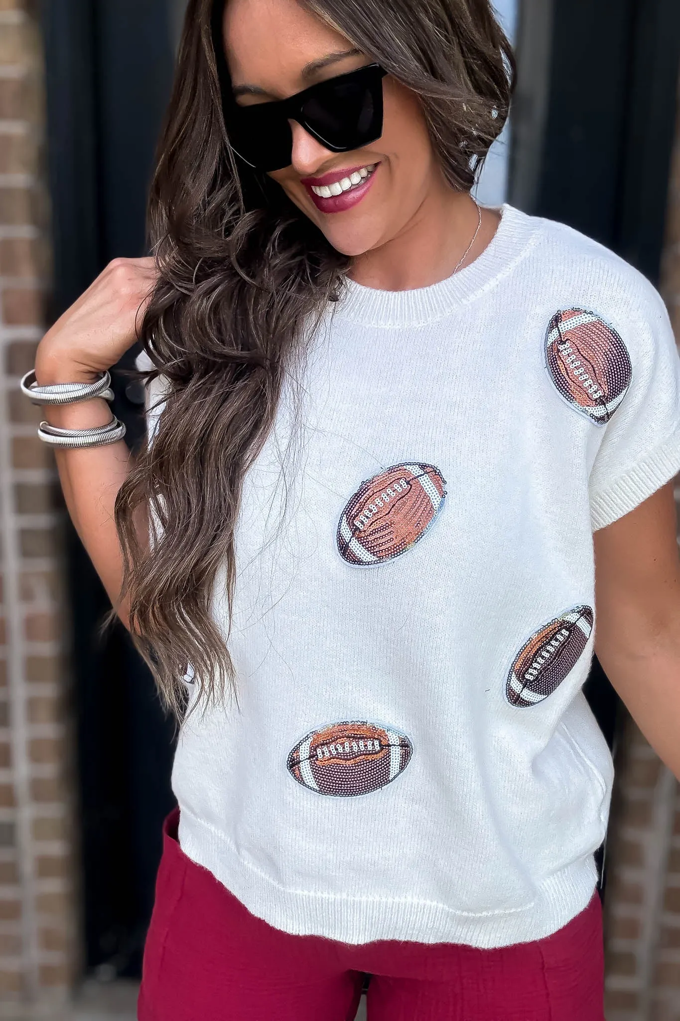 Game Day Football Patch Sweater Top