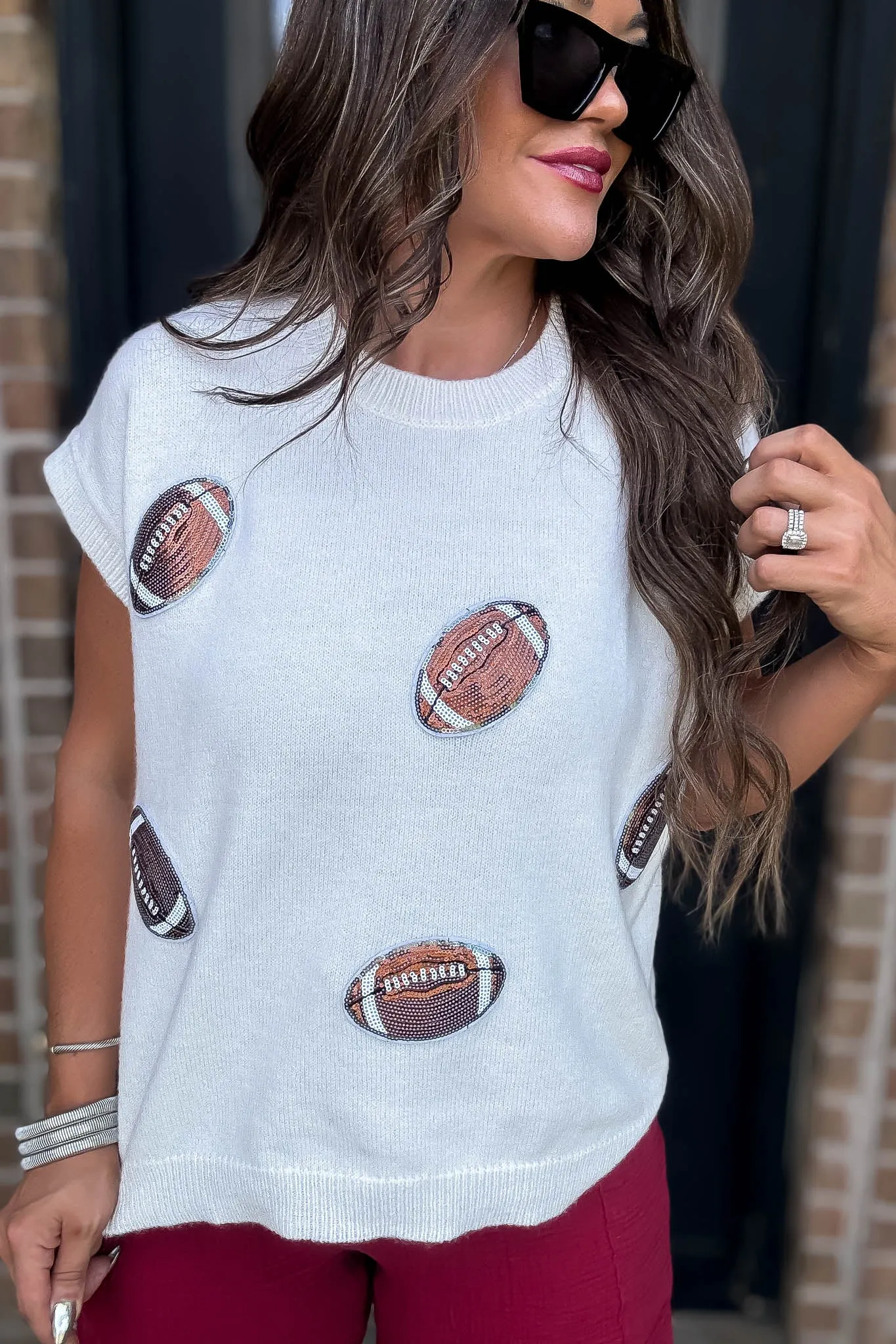 Game Day Football Patch Sweater Top