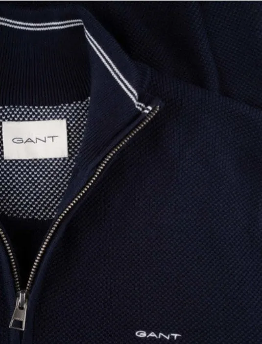 GANT - Cotton Pique Half Zip, Evening Blue