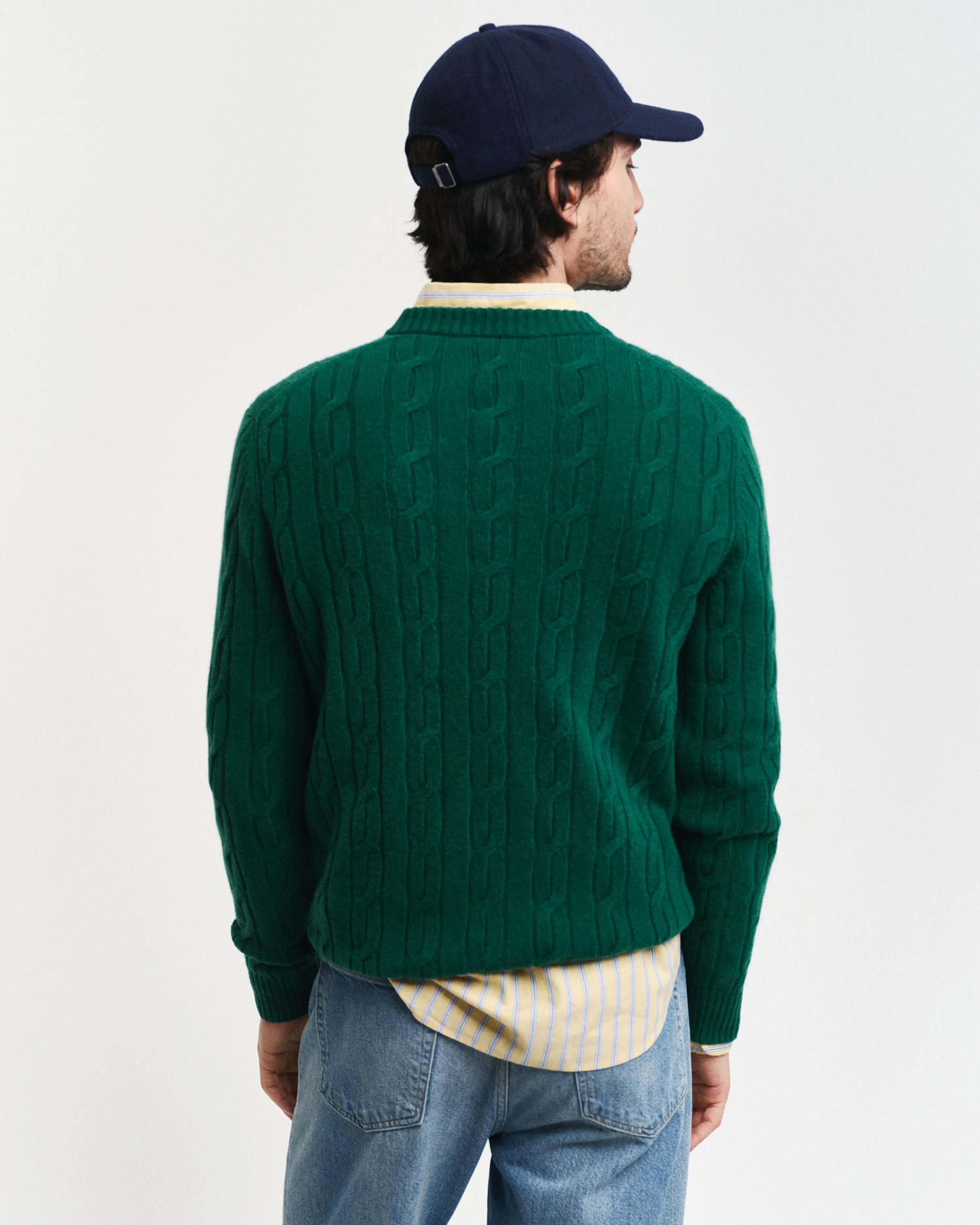 Gant Men Green Solid Round Neck Full Sleeves Pullover Style Sweater