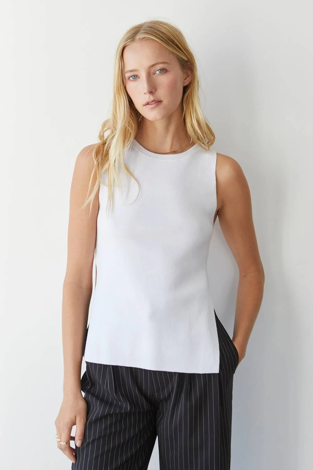 Gianna Side Slit Sleeveless Knit Top