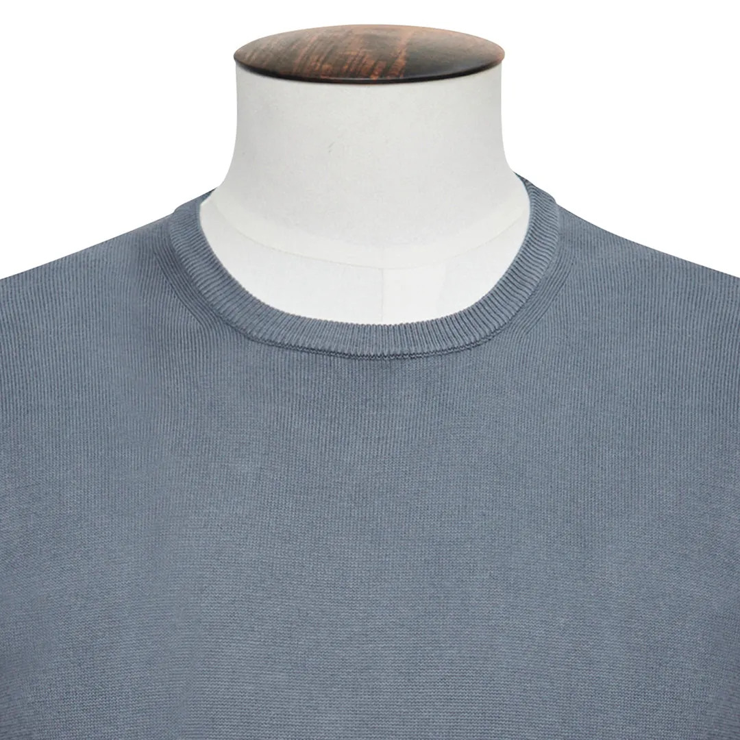 Graphite Cotton Ribbed Crewneck Sweater