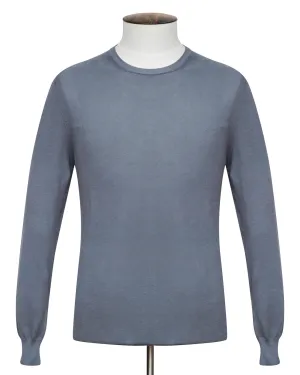 Graphite Cotton Ribbed Crewneck Sweater