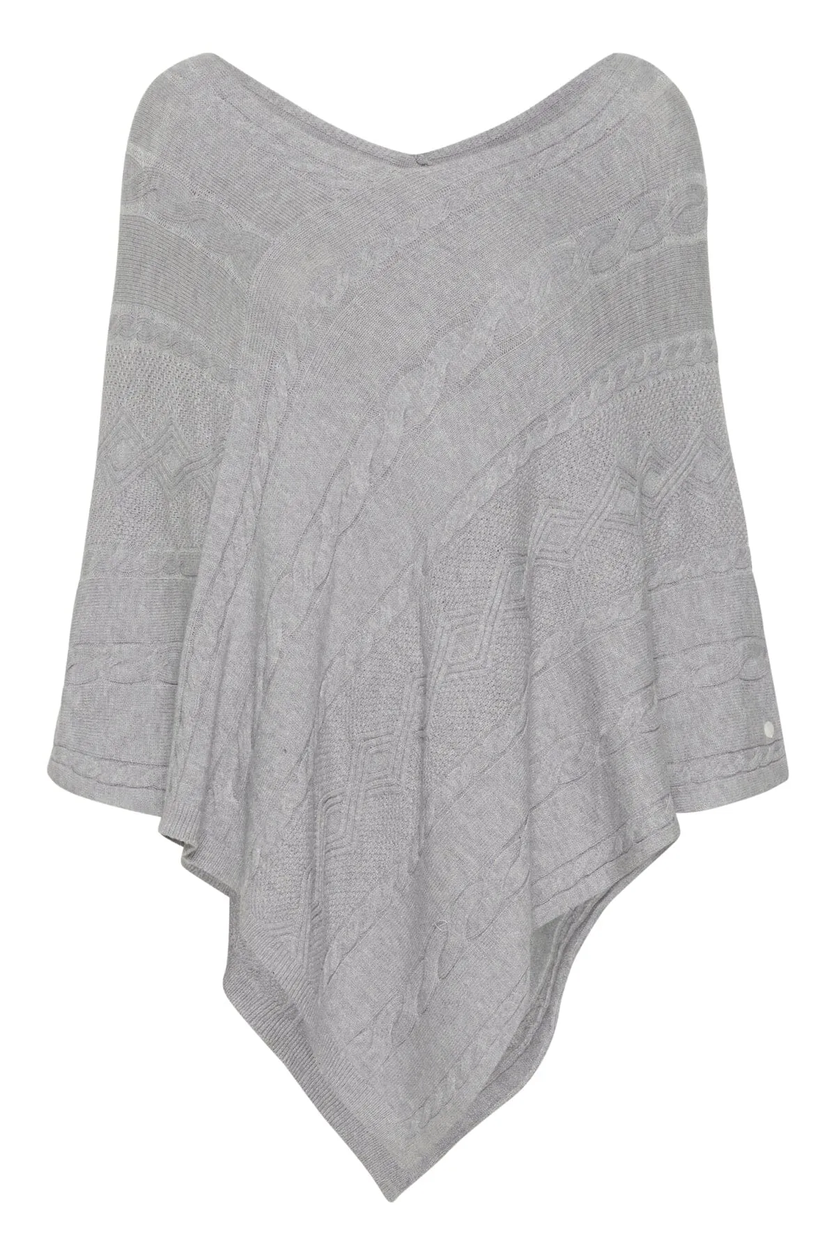 GREY CABLE SWEATER KNIT PONCHO