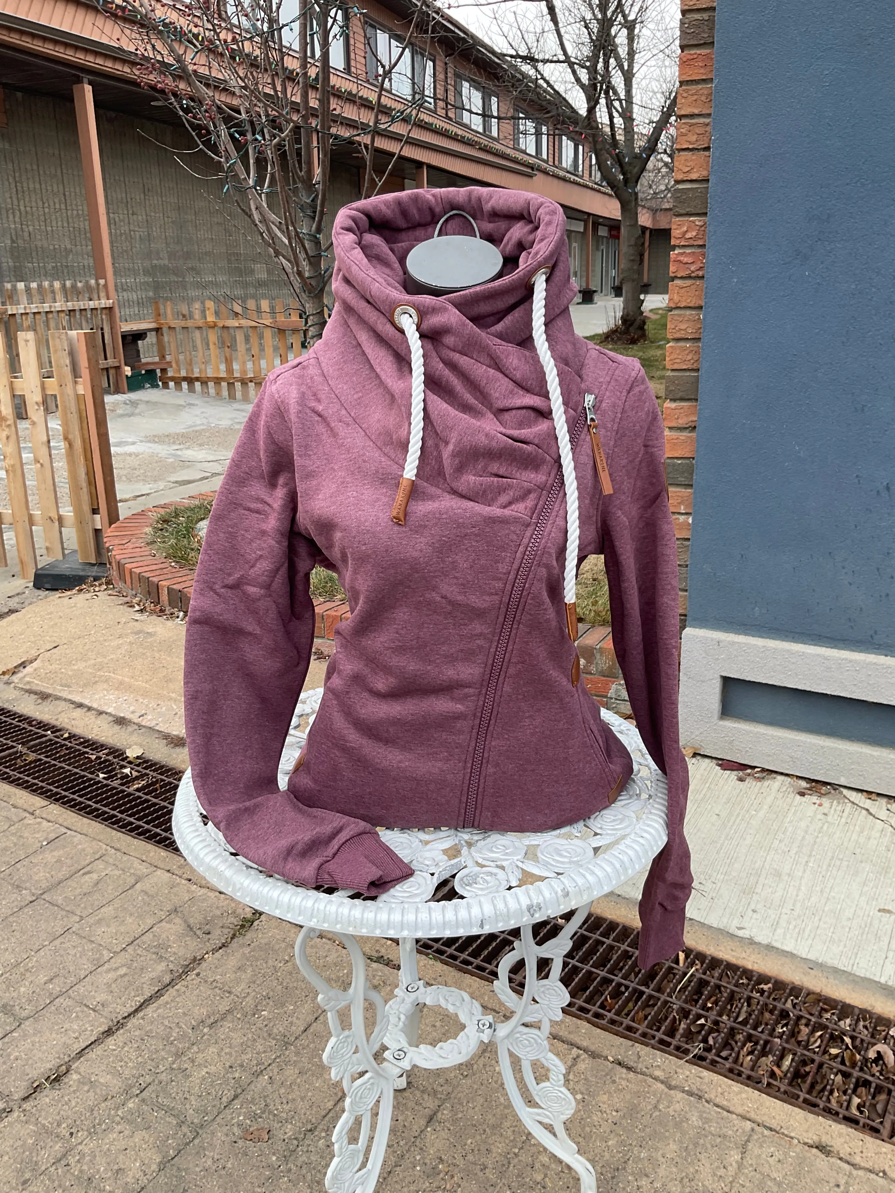 Hestia Wine Side Zip Ladies Hoodie