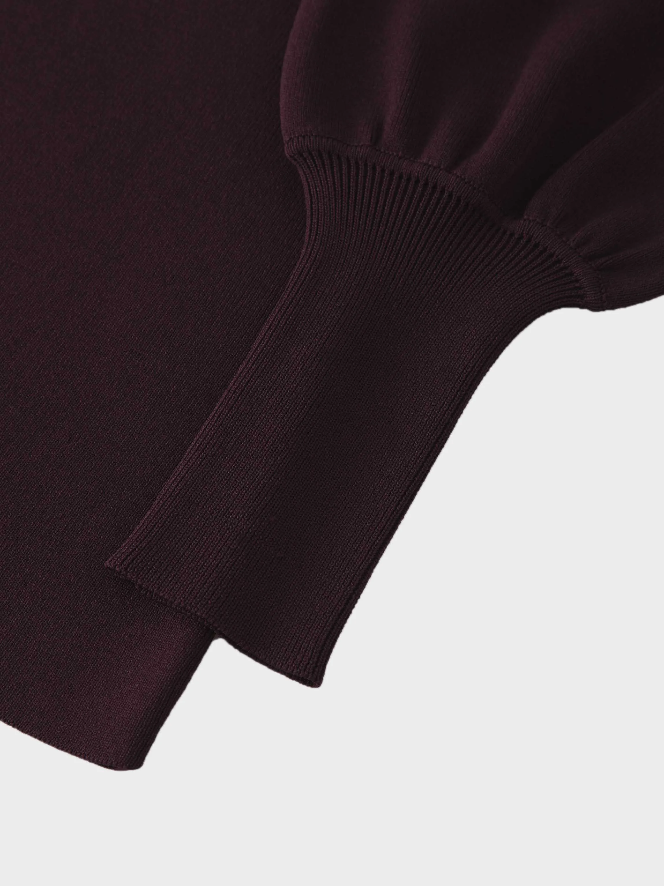 High Cuff Sweater-Burgundy