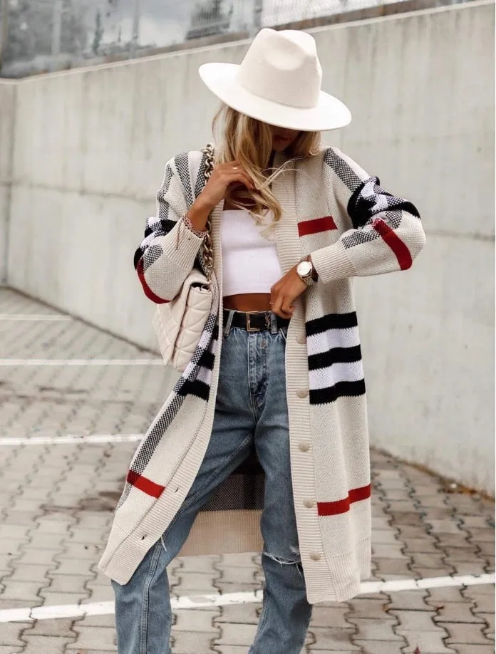 iForgirls Unique Striped Long Sleeve Cardigan