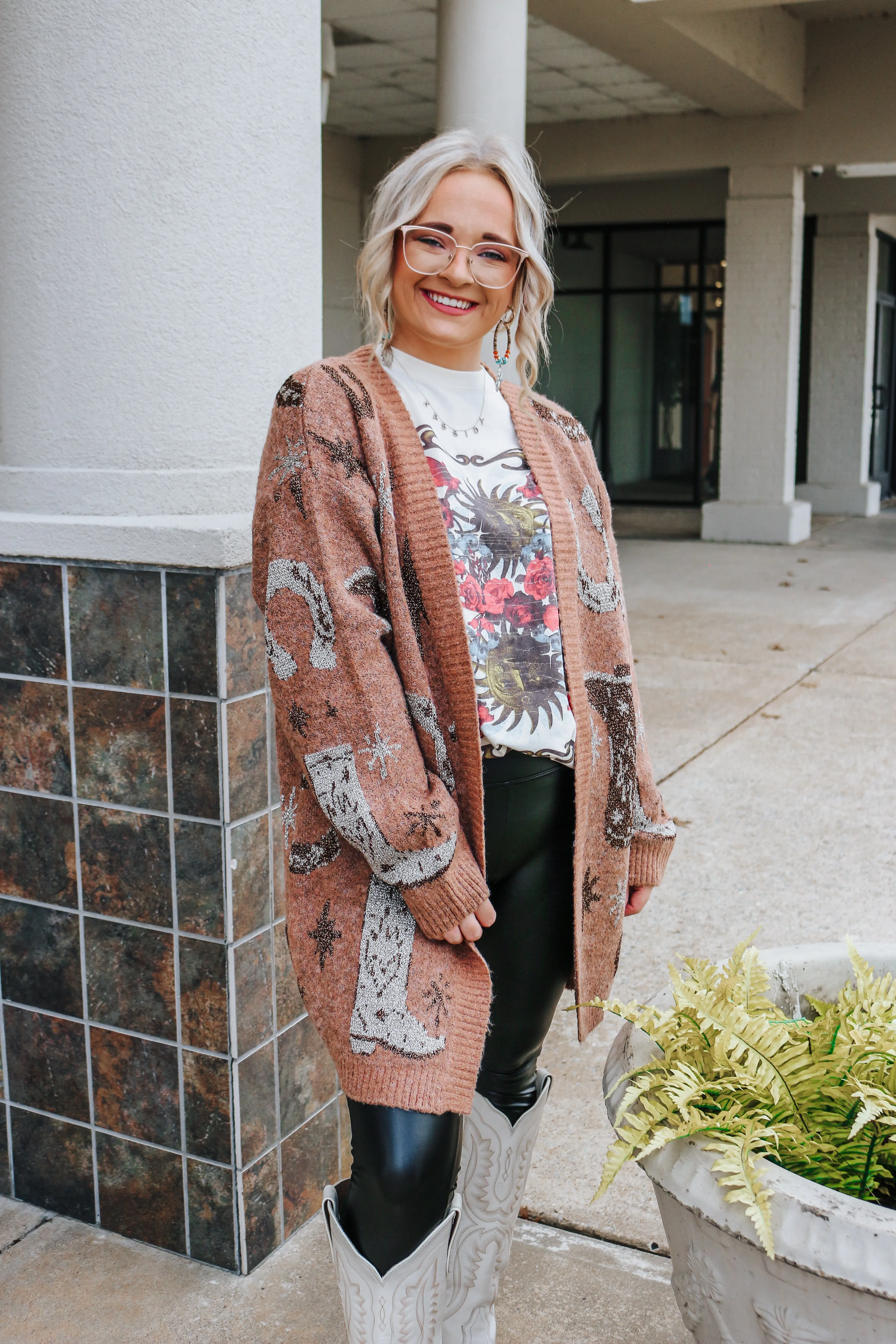 Its Meant To Be Cowboy Tan Western Cardigan Sweater