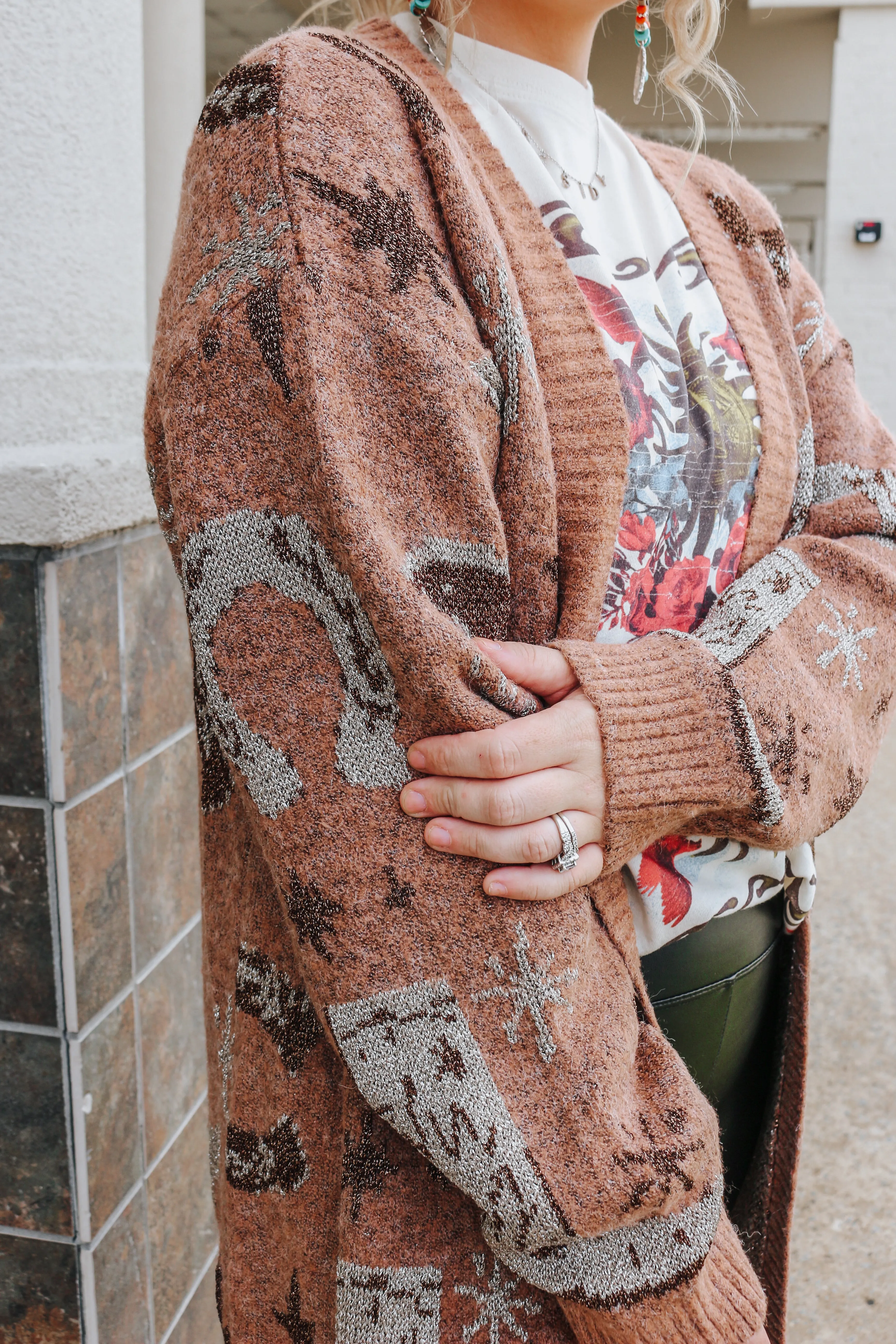 Its Meant To Be Cowboy Tan Western Cardigan Sweater