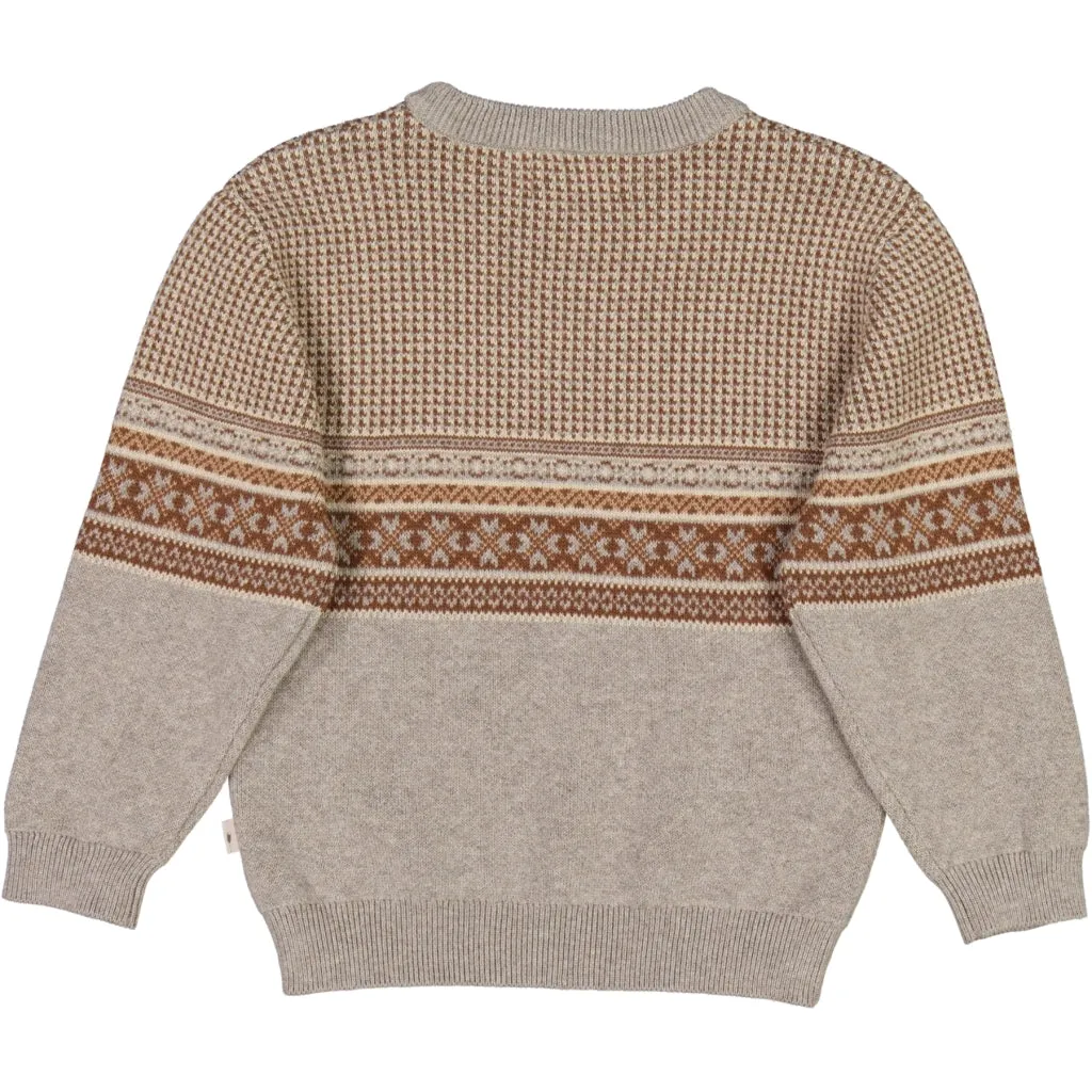 Jacquard Pullover Elias - warm grey melange