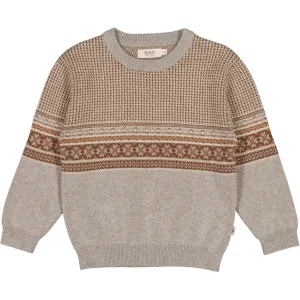 Jacquard Pullover Elias - warm grey melange