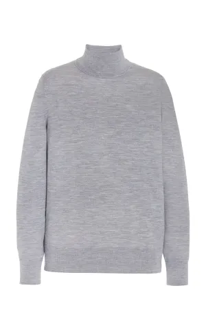 Jermaine Knit Turtleneck in Heather Grey Merino Wool