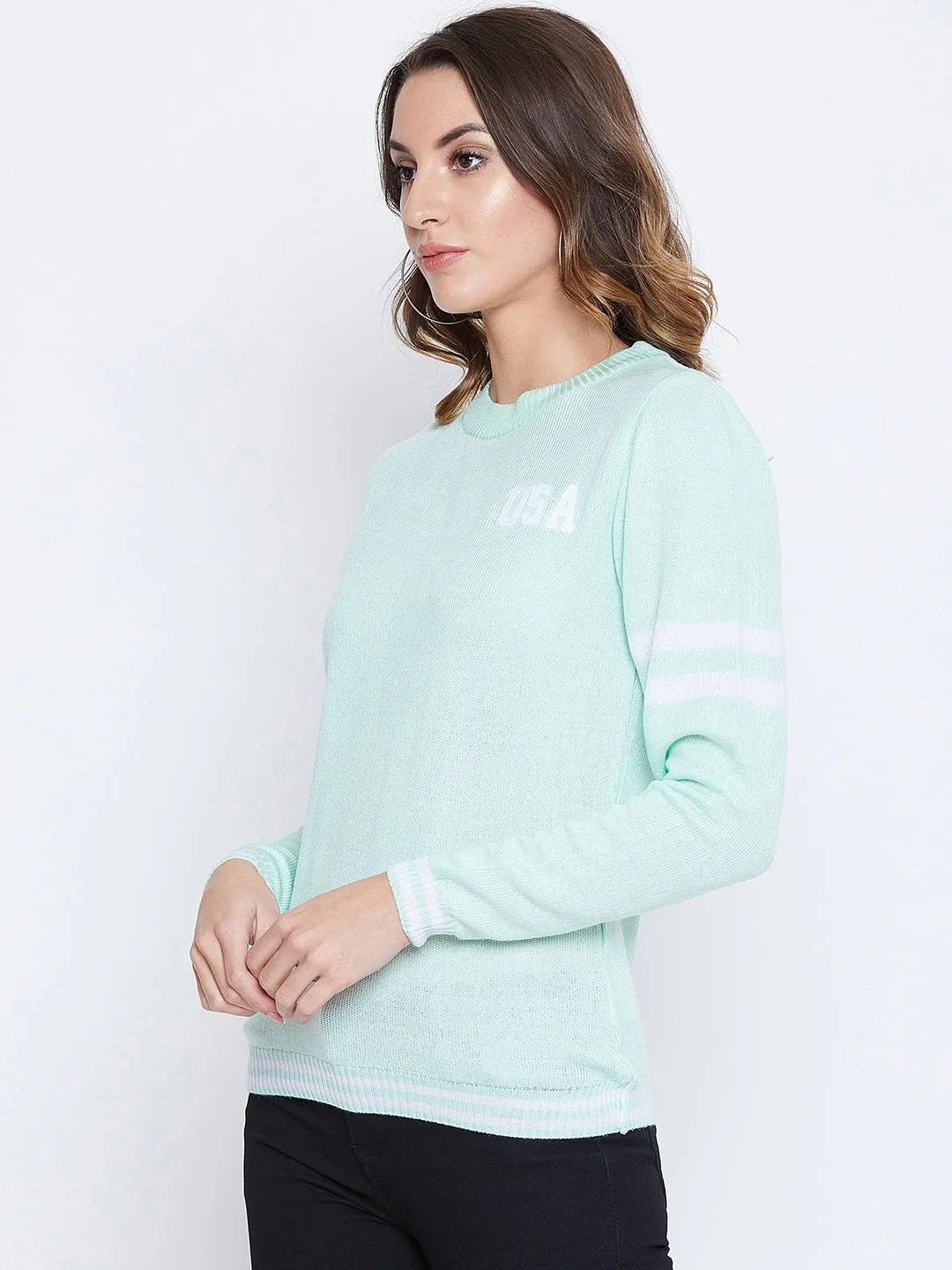 JUMP USA Women Green Solid Sweaters