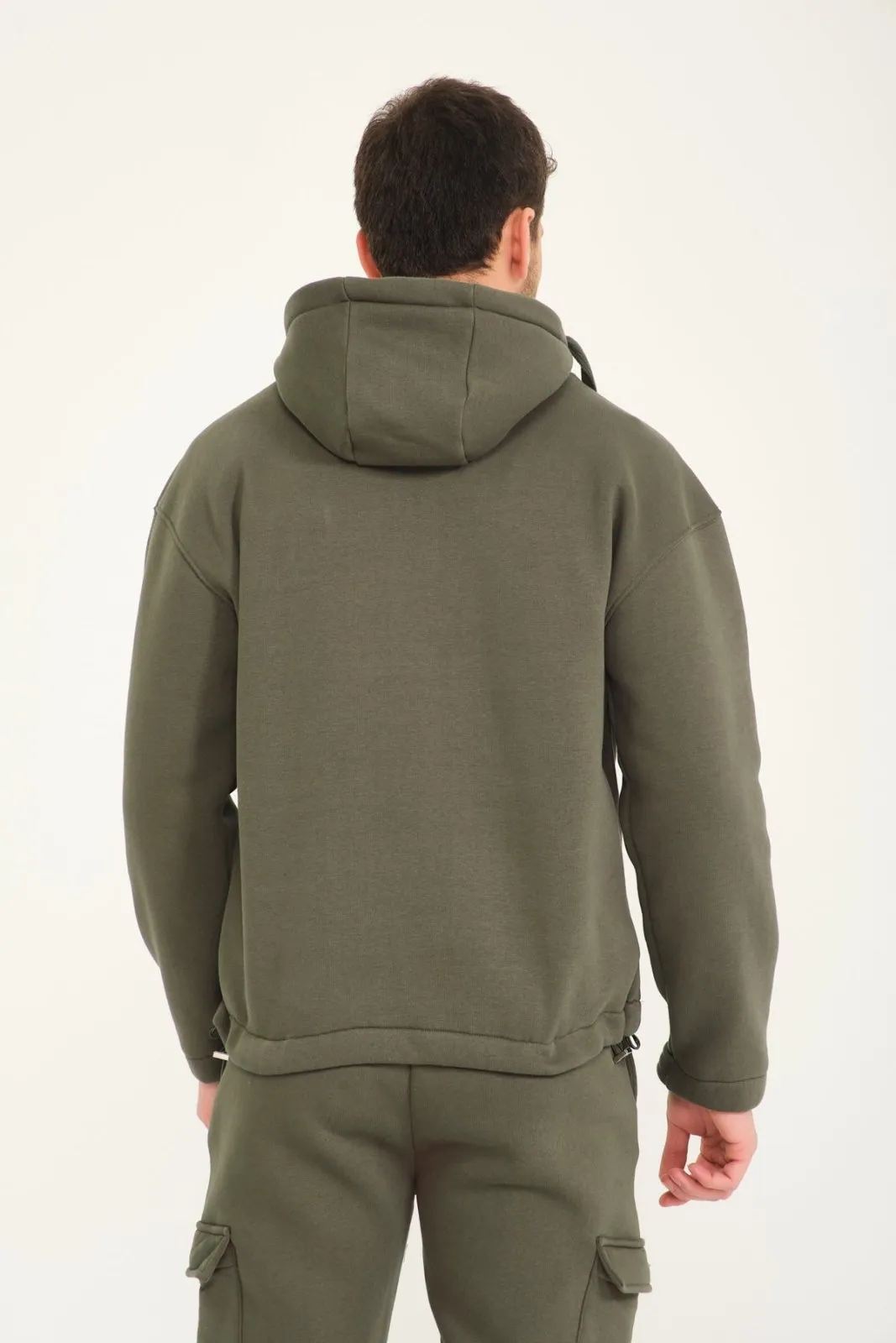 Khaki Half-Zip Hoodie & Jogger Set