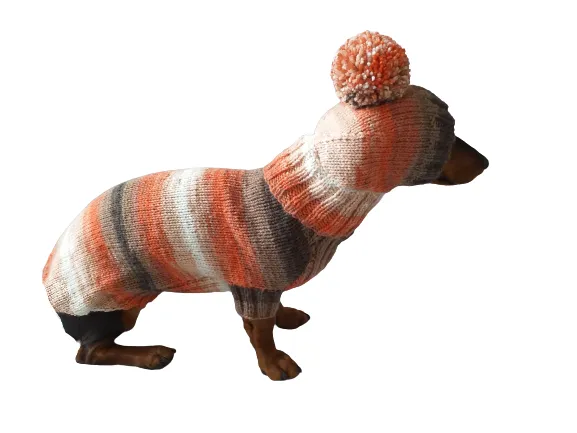 Knitted suit sweater and hat for dog, Dachshund clothes knitted suit sweater and hat, wiener costume sweater and hat