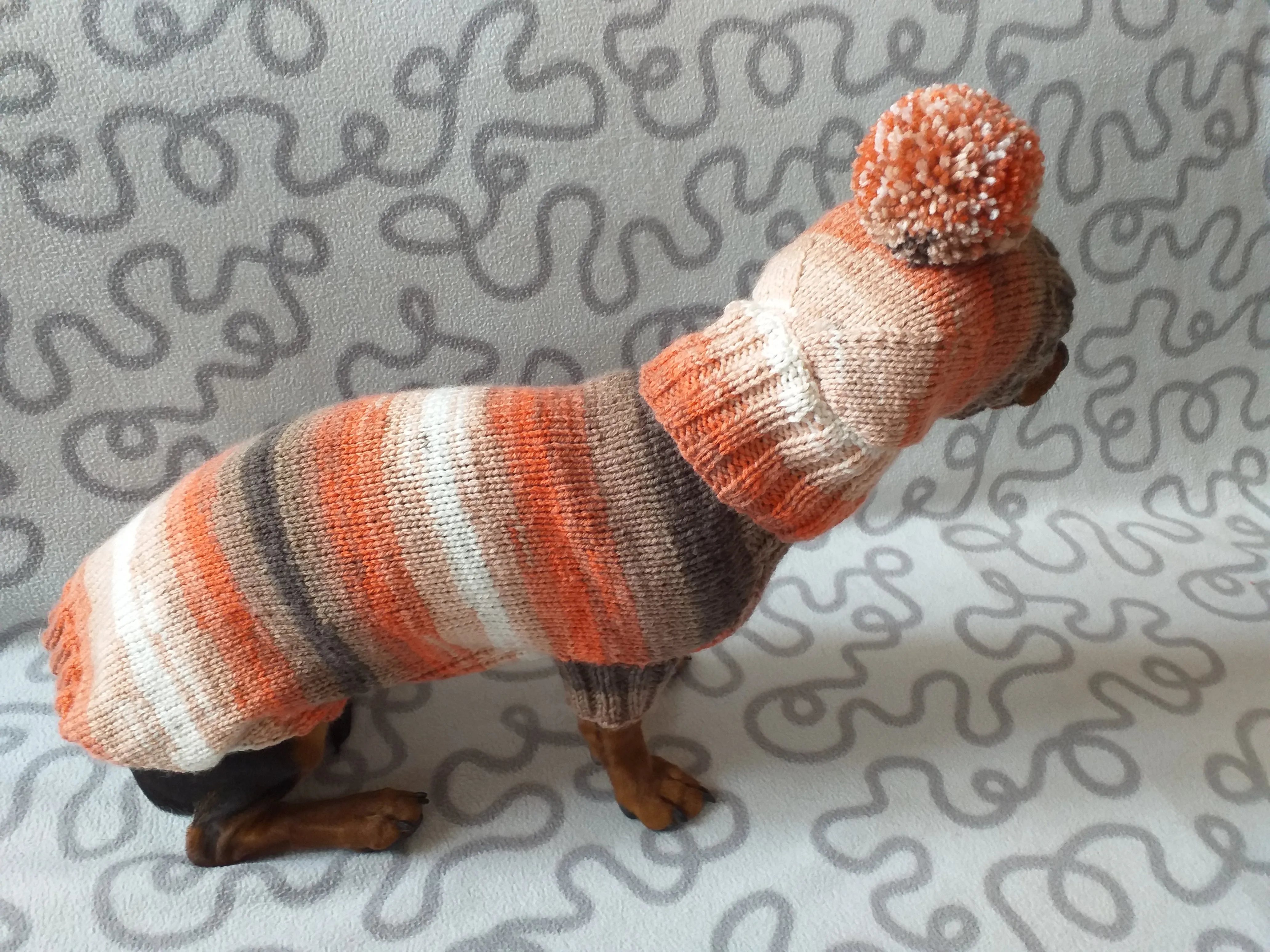 Knitted suit sweater and hat for dog, Dachshund clothes knitted suit sweater and hat, wiener costume sweater and hat