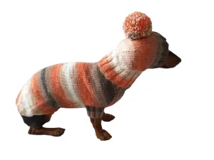 Knitted suit sweater and hat for dog, Dachshund clothes knitted suit sweater and hat, wiener costume sweater and hat