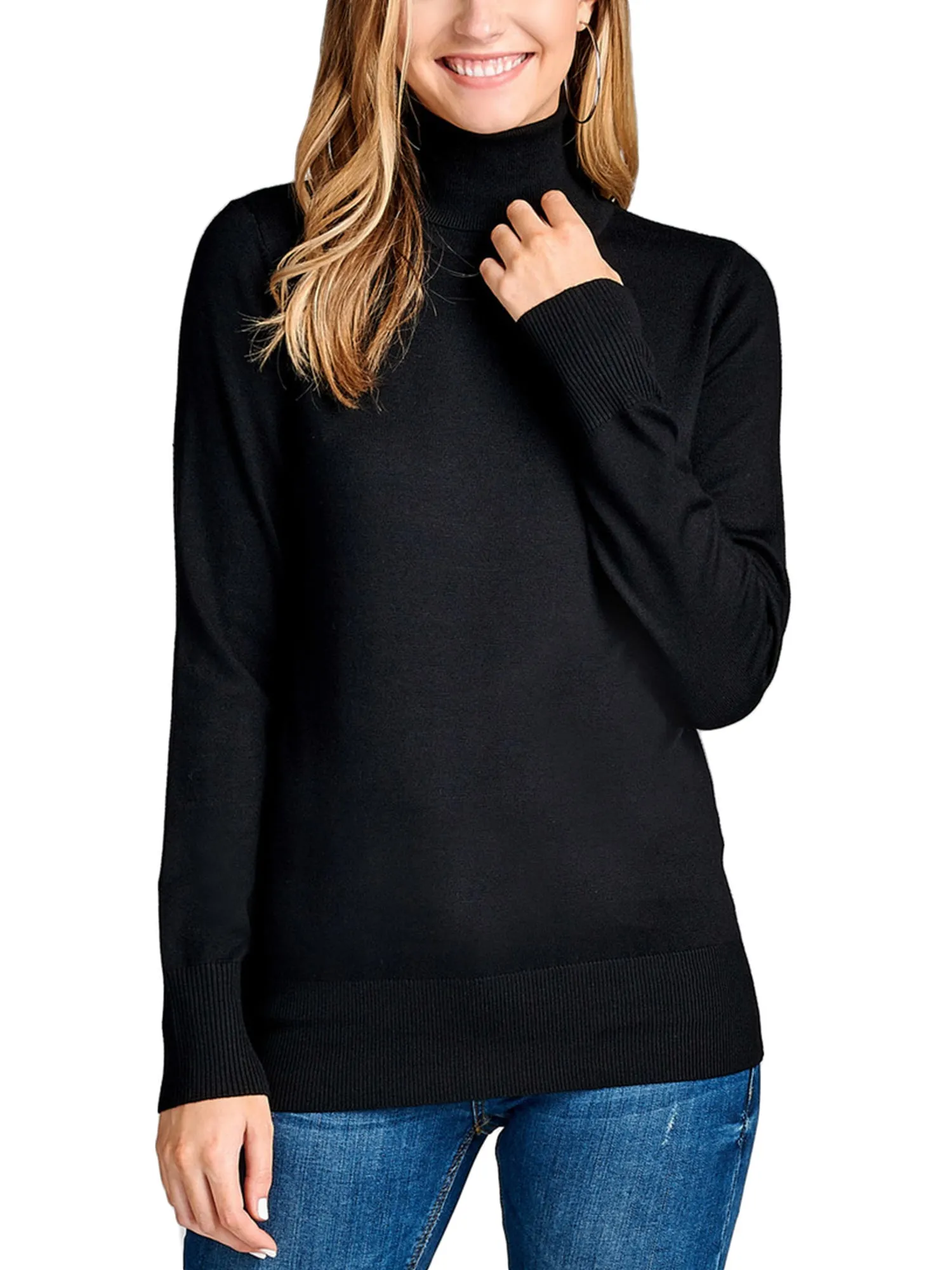 KOGMO Womens Solid Long Sleeve Turtleneck Knit Sweater (S-XL)