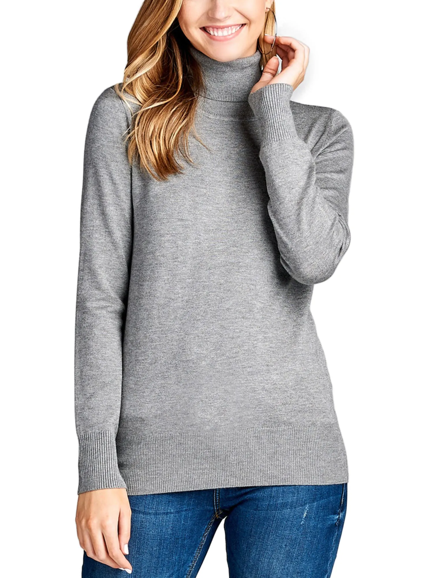 KOGMO Womens Solid Long Sleeve Turtleneck Knit Sweater (S-XL)