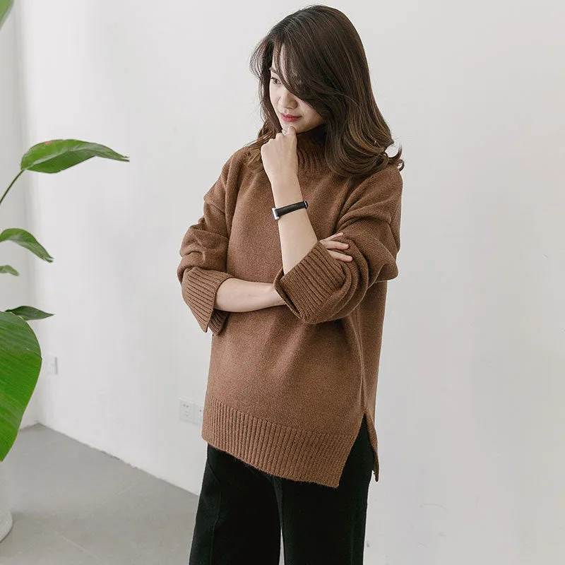 Korean winter new maternity pregnant women sweater size loose turtleneck sweaters backing