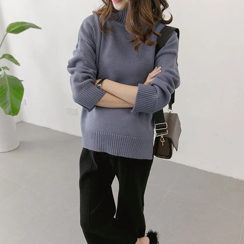 Korean winter new maternity pregnant women sweater size loose turtleneck sweaters backing