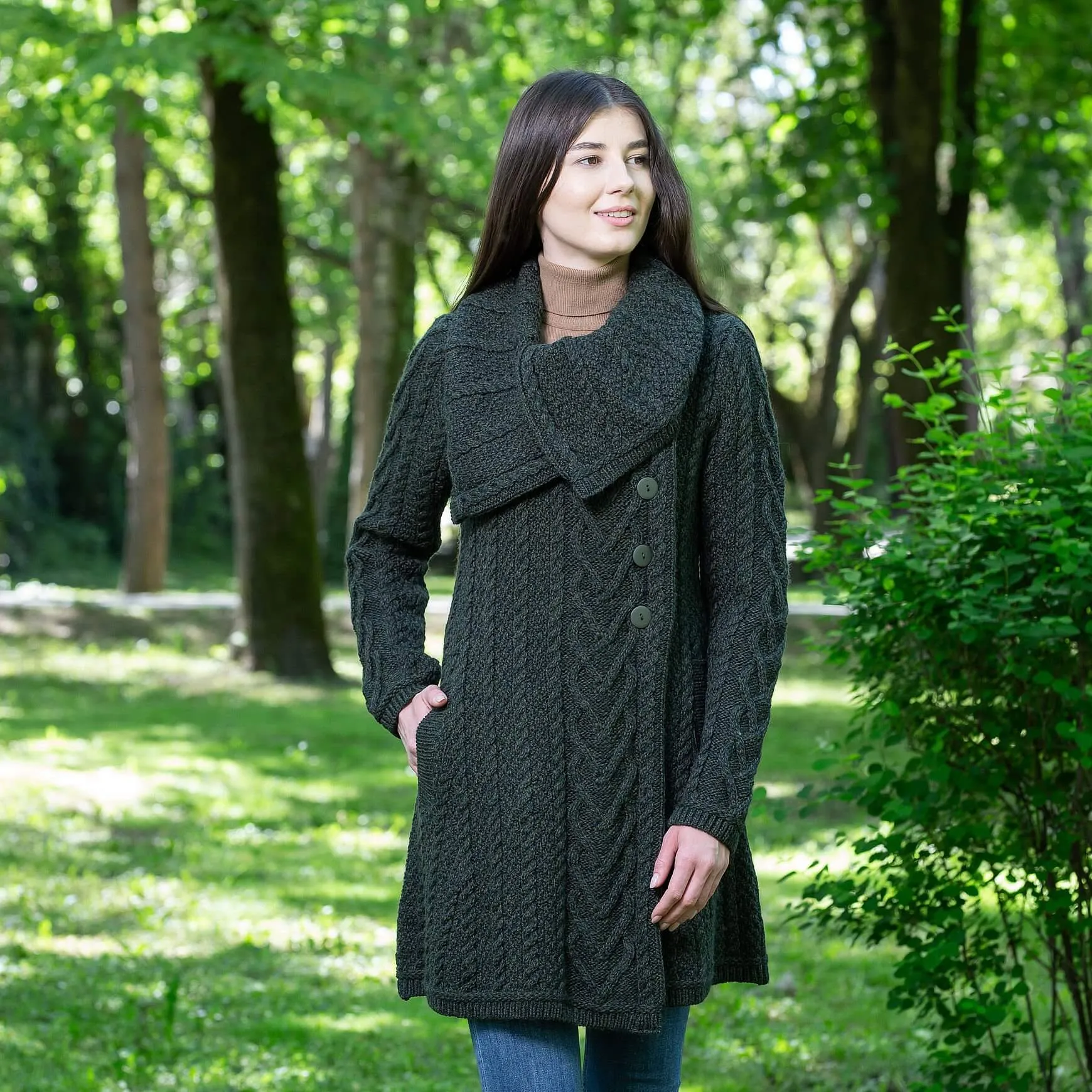 Ladies Irish Merino Wool A-Line Cardigan